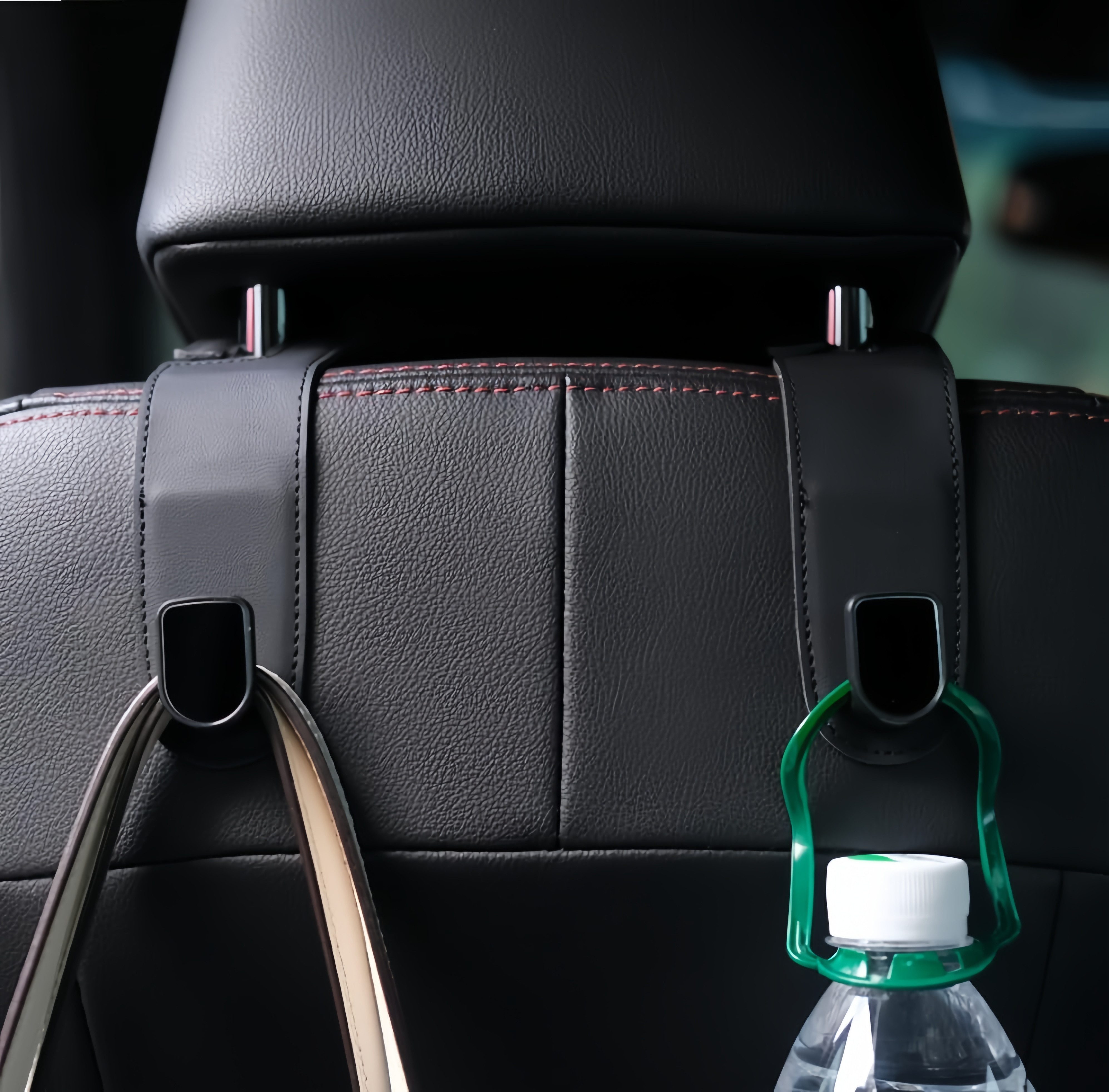 FOUORTUNATE-BEE Kleiderhaken Auto Kopfstützen-Haken 2er Set Schwarz Universal, (2-St), Rücksitz-Haken für Taschen, Handtaschen & Einkaufstüten