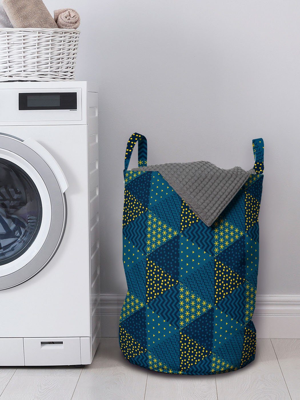 Abakuhaus Wäschesäckchen Geometrisch Griffen mit Themed Wäschekorb für Zusammenfassung Kordelzugverschluss Waschsalons, Triangles
