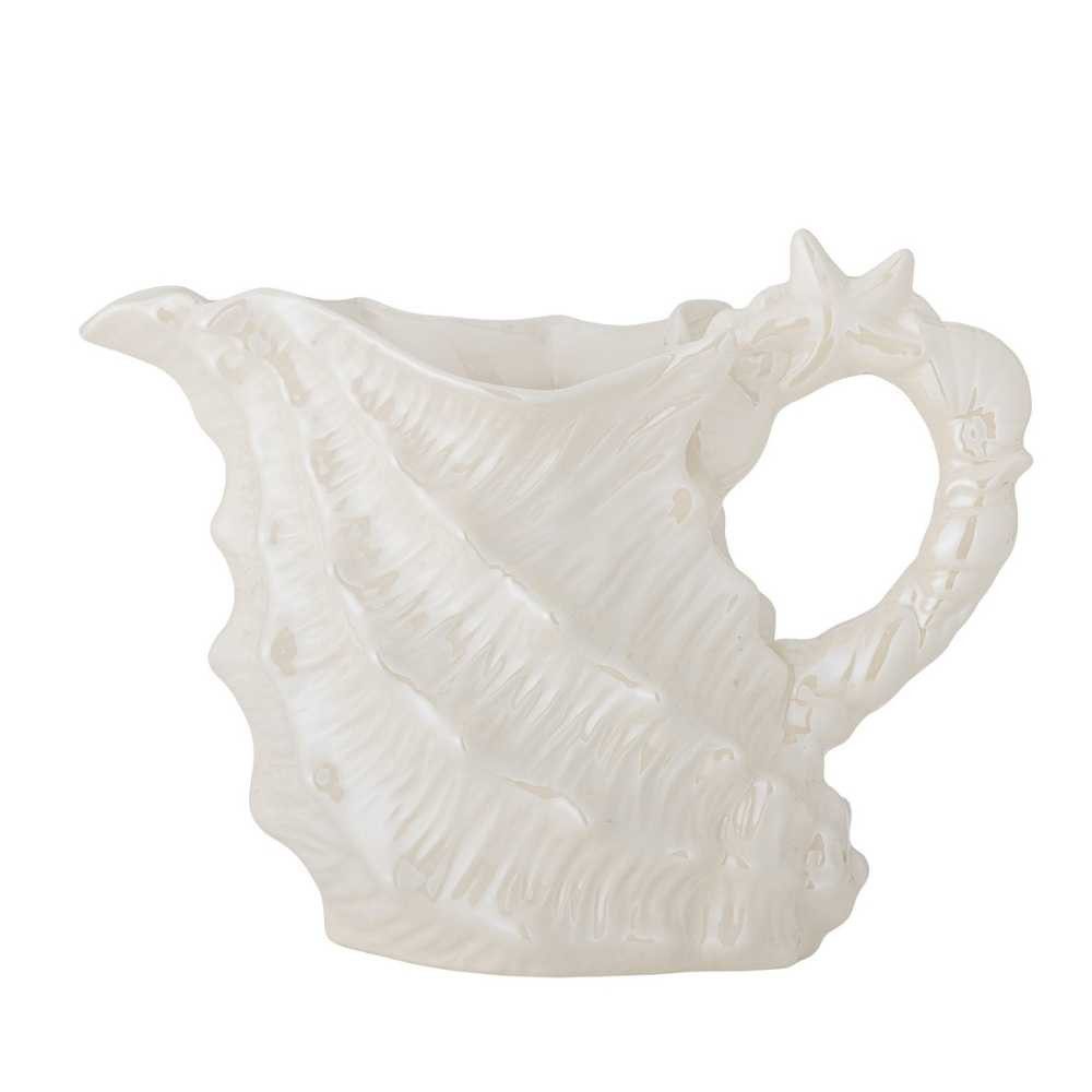 Bloomingville Karaffe Bloomingville Krug SHELLIE Weiß Muschelform Kanne 1 Liter