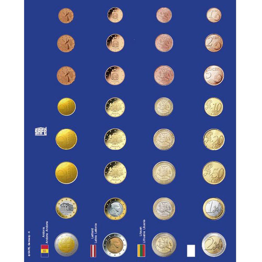 Safe-Album Münzetui SAFE 1865 TOPset Vordruckblätter-Set, Für Euro-Sätze in Kapseln