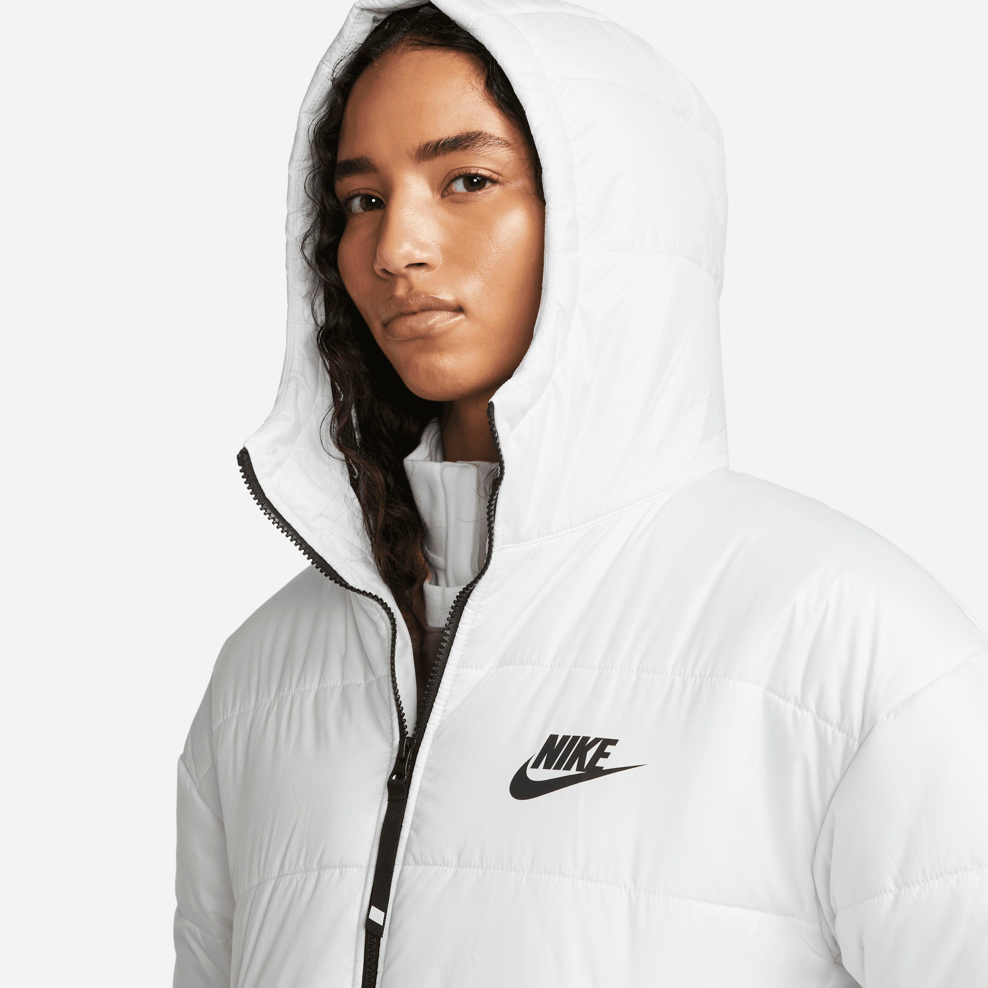 Sportswear WHITE/BLACK/BLACK Parka Women's Nike SUMMIT Steppmantel Therma-FIT Repel Hooded