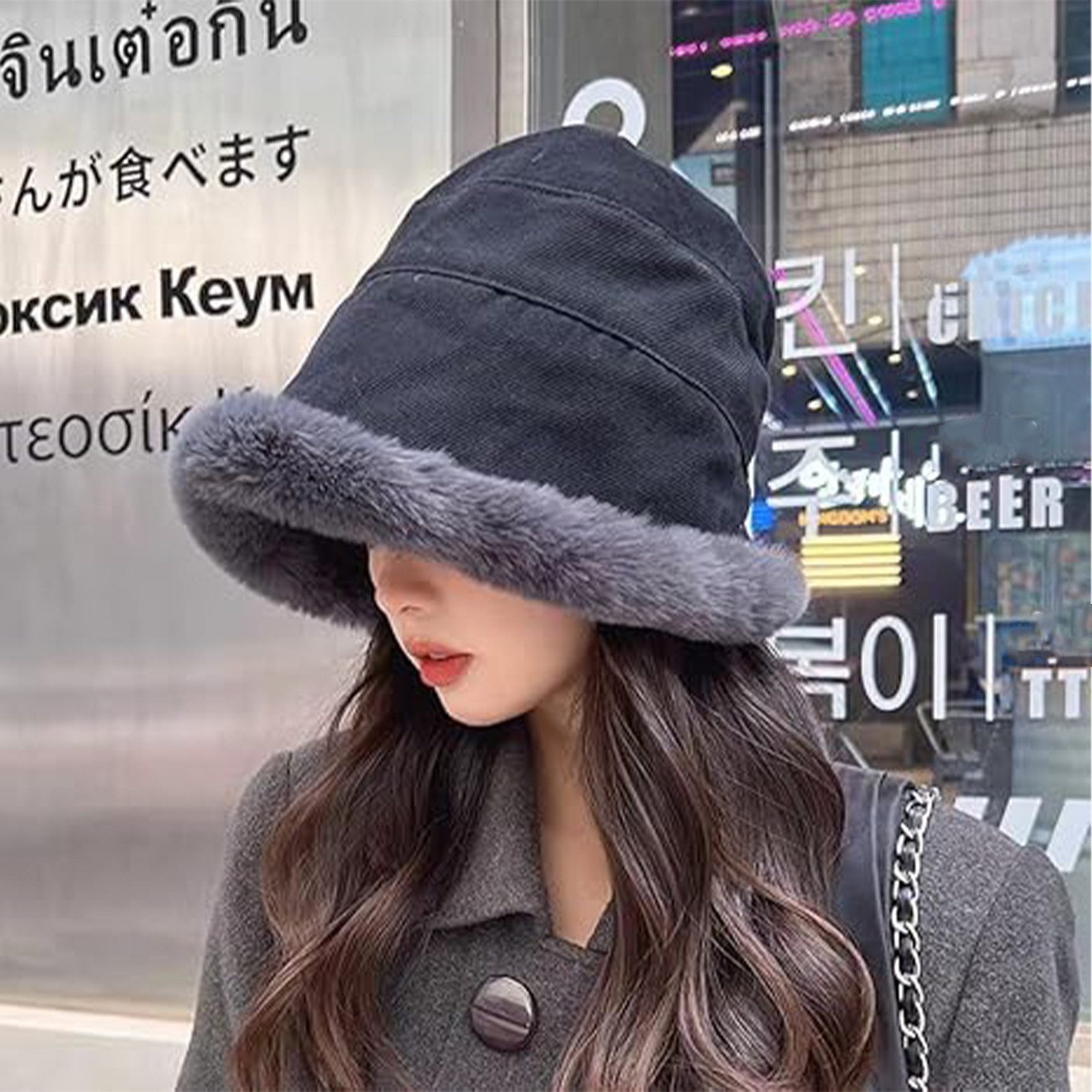 HAUSS SPOLE Fischerhut Wintermütze mit Fellrand Damenmütze Reisehut Freizei günstig online kaufen