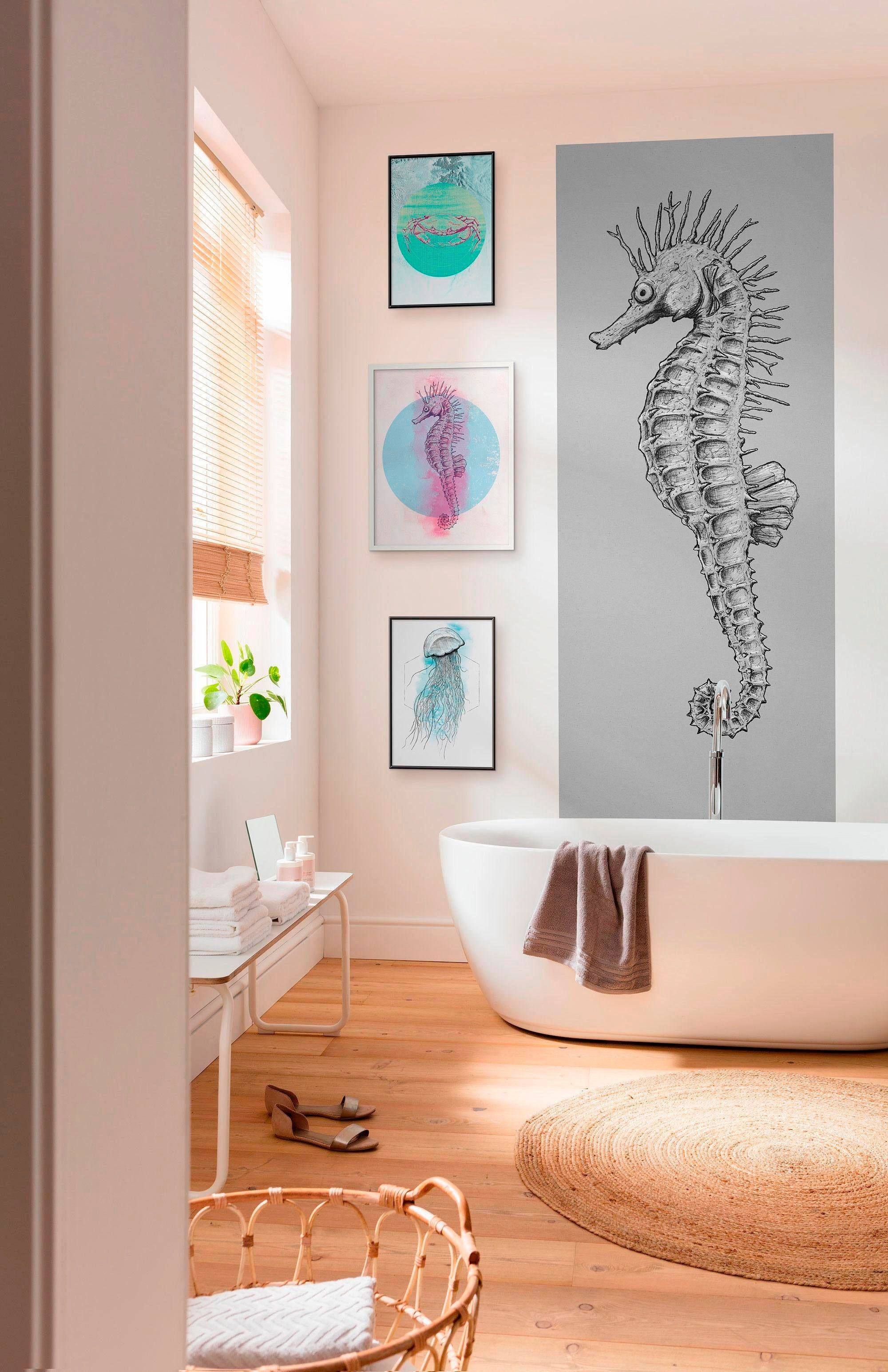 Komar Vliestapete Digitaldruck Vlies - Seahorse Panel - Größe 100 x 250 cm, glatt, bedruckt, (1 St), Wohnzimmer, Schlafzimmer