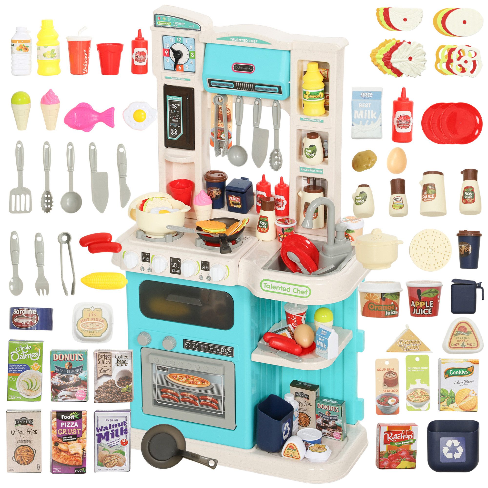 AIYAPLAY Spielküche für 3-6 Jahre Kinder Kunststoff, ABS, 92-teiliges Küche günstig online kaufen