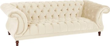 Max Winzer® Chesterfield-Sofa »Isabelle«, mit edler Knopfheftung & gedrechselten Füßen in Buche Nussbaum, Breite 260 cm
