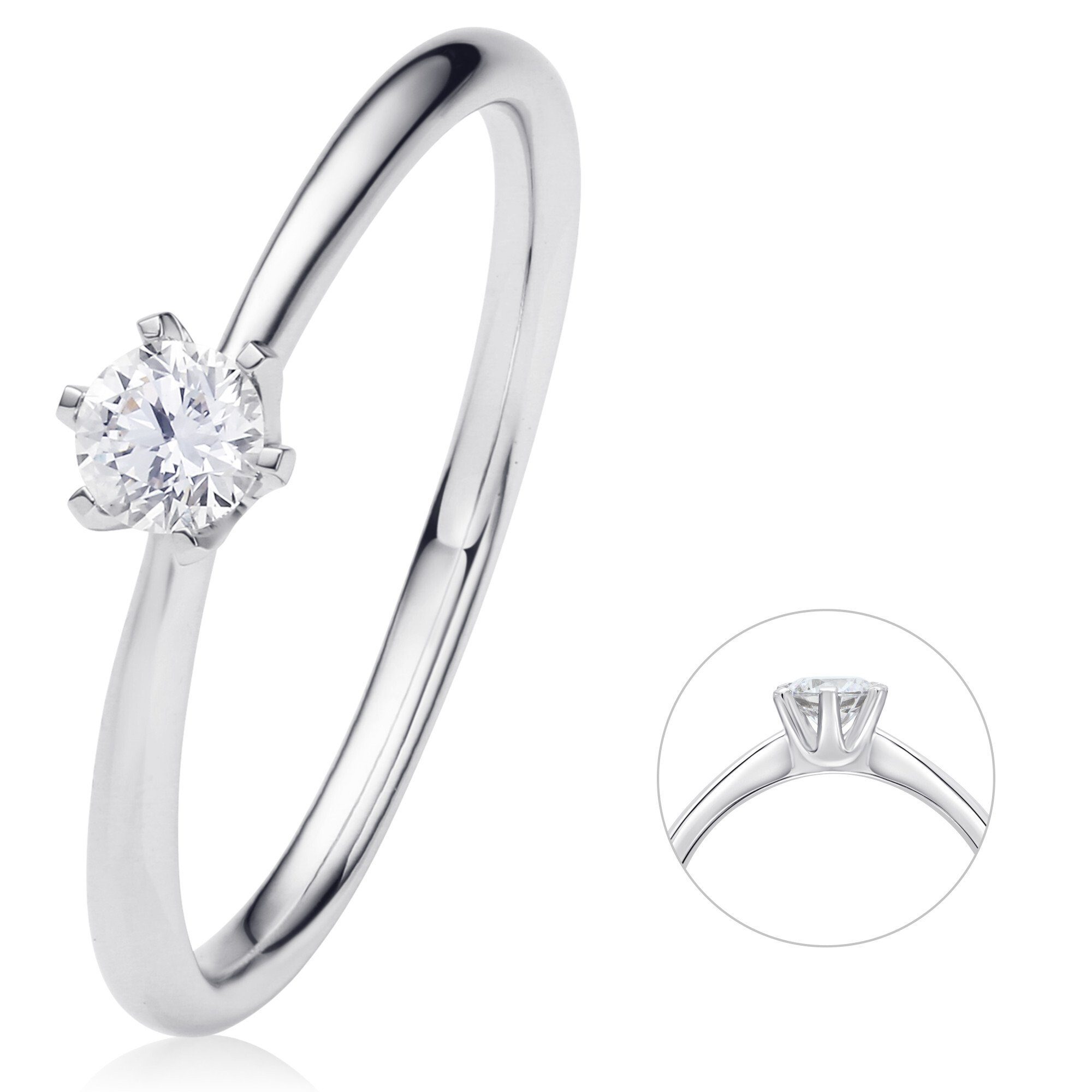 ONE ELEMENT Diamantring 0.2 ct Diamant Brillant Ring aus 750 Weißgold, Damen Gold Schmuck | Fingerringe