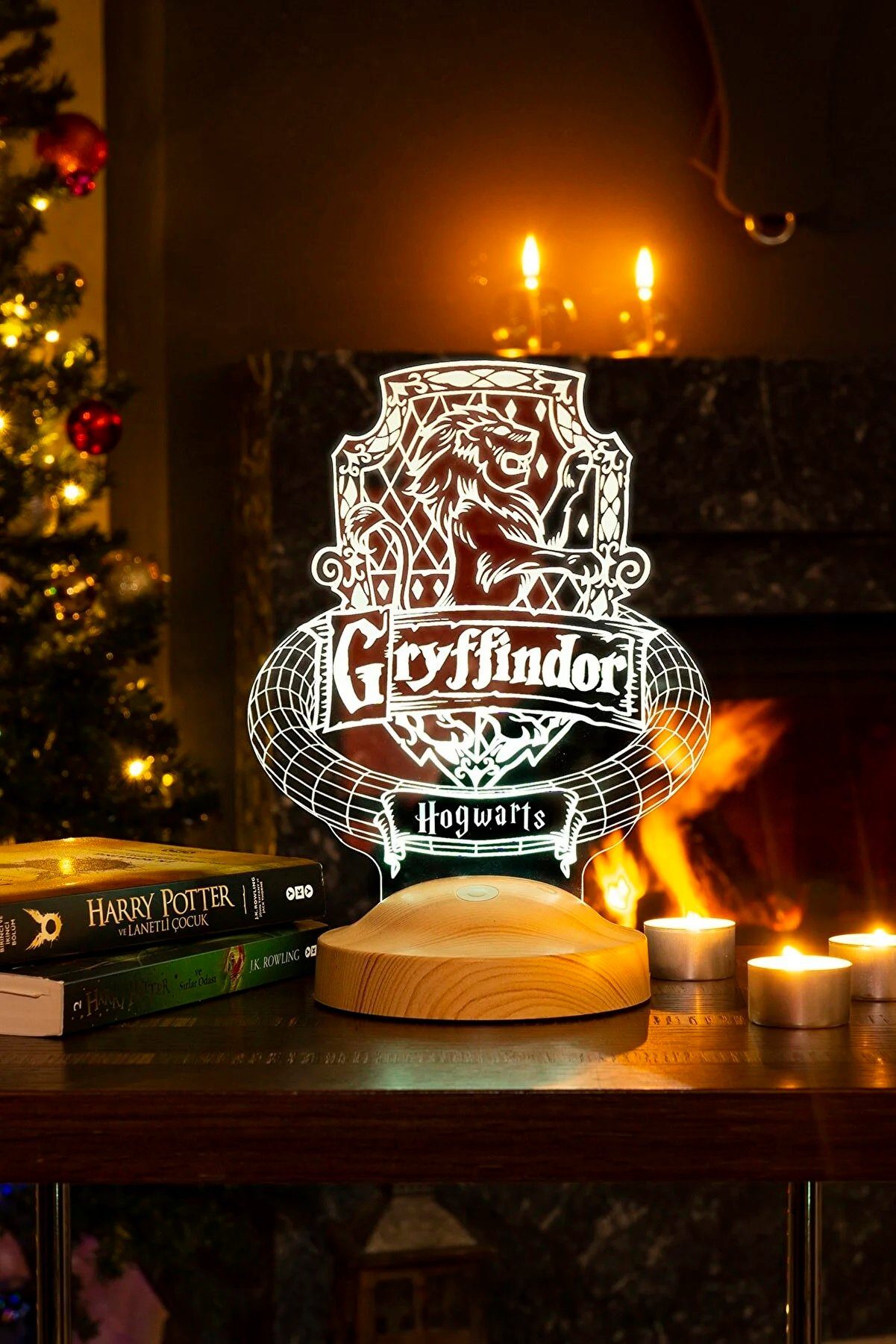 Geschenkelampe LED Nachttischlampe Gryffindor Hogwarts Harry Potter Nachtlicht Geschenke für Kinder, Leuchte 7 Farben fest integriert, Geburtstagsgeschenk für Freunde, Mädchen, Junge, HP Fans