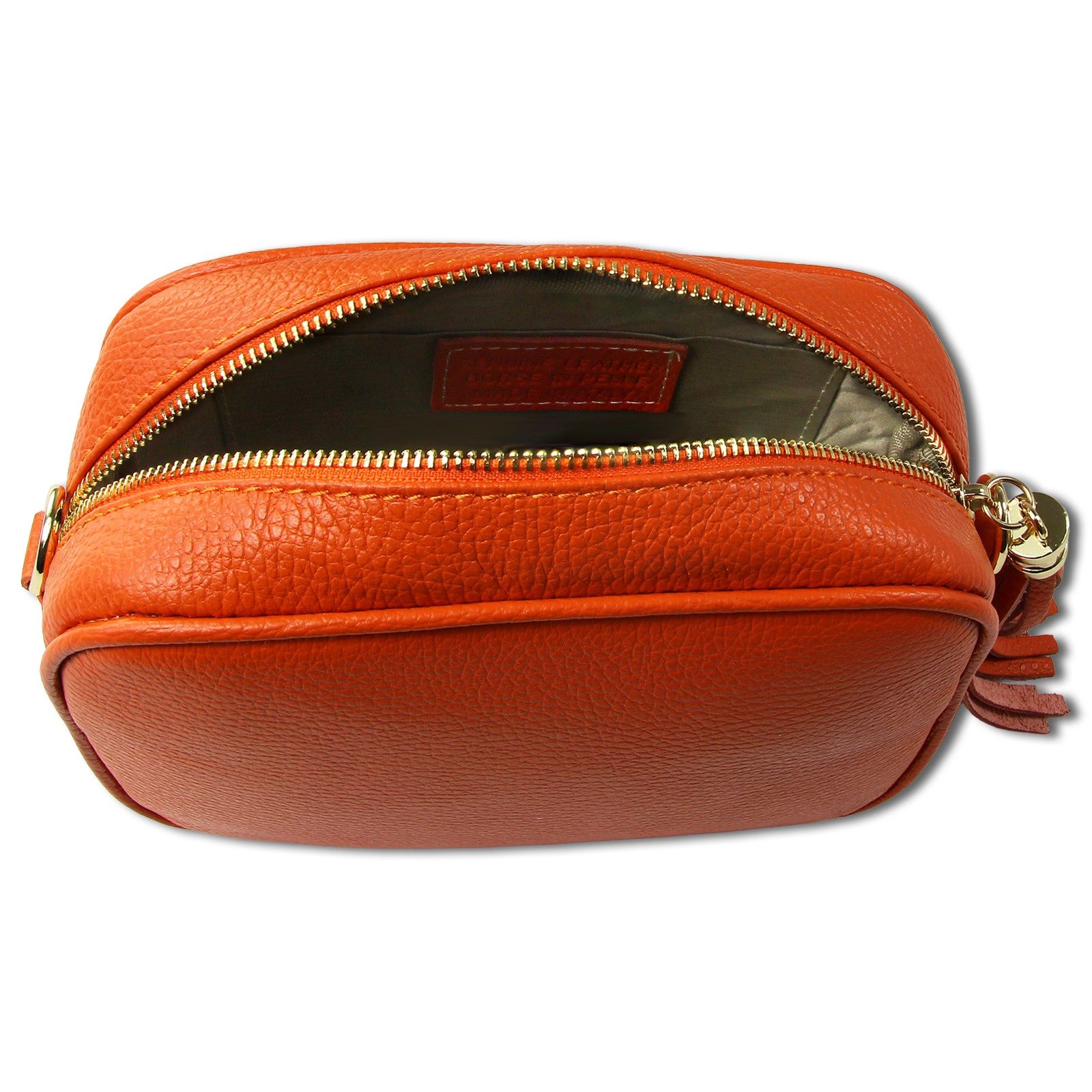 Toscanto Umhängetasche Toscanto Damen Umhängetasche Leder Tasche (Umhängetasche), Damen Leder Umhängetasche, orange ca. 21cm