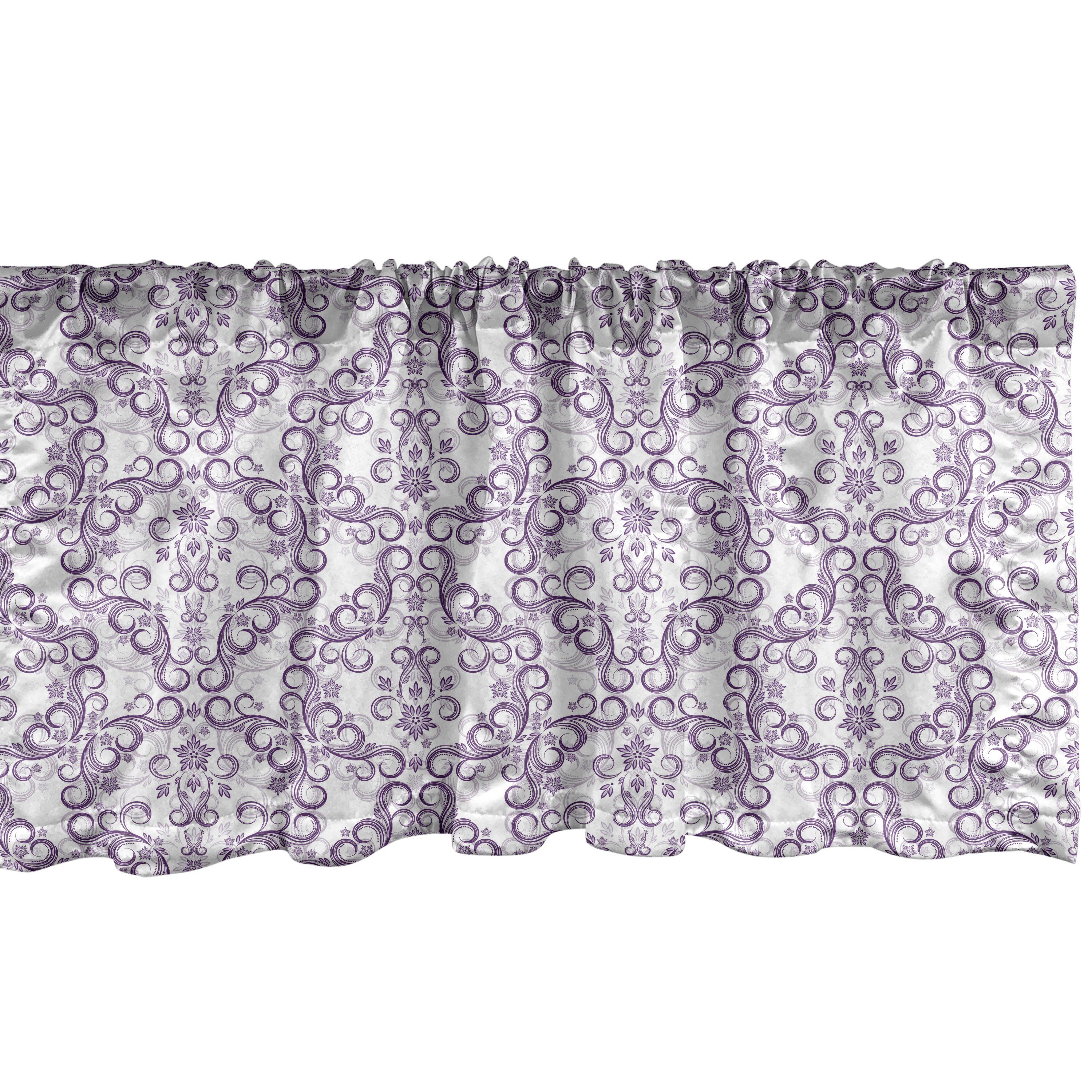 Scheibengardine Vorhang Volant für Küche Schlafzimmer Dekor mit Stangentasche, Abakuhaus, Microfaser, viktorianisch Barock Blumenwirbel