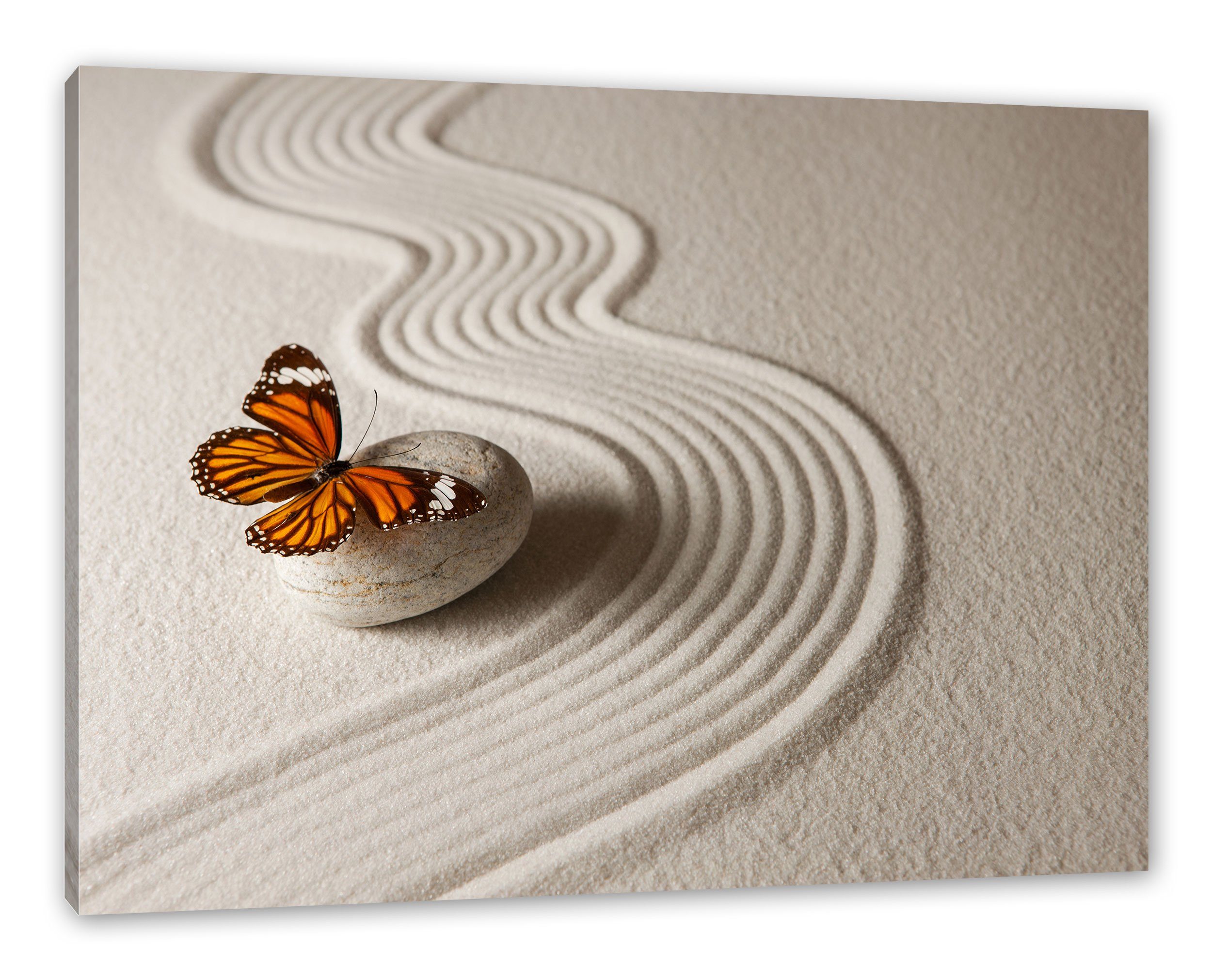 Pixxprint Leinwandbild Zen Schmetterling, Zen Schmetterling (1 St), Leinwandbild fertig bespannt, inkl. Zackenaufhänger | Leinwandbilder