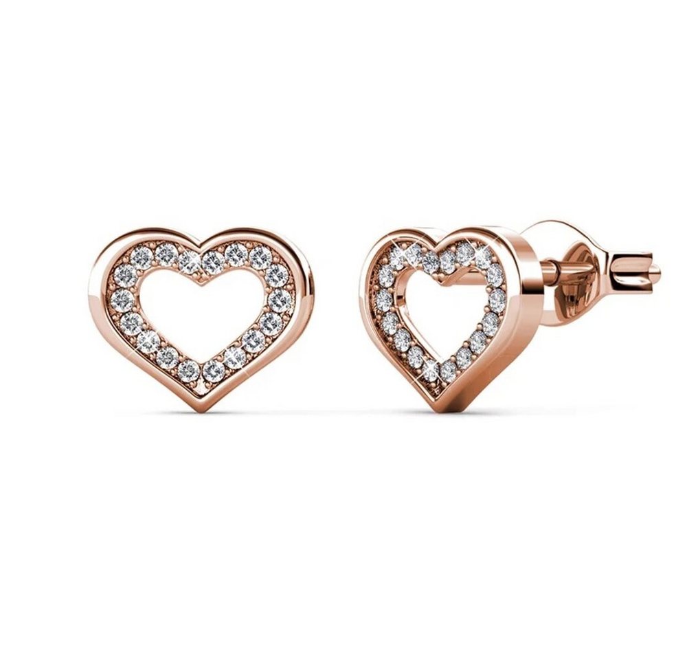 ROUGEMONT Paar Ohrstecker Damen Herz Ohrstecker 925 Sterling Silber 18K Gold, Wasserfest