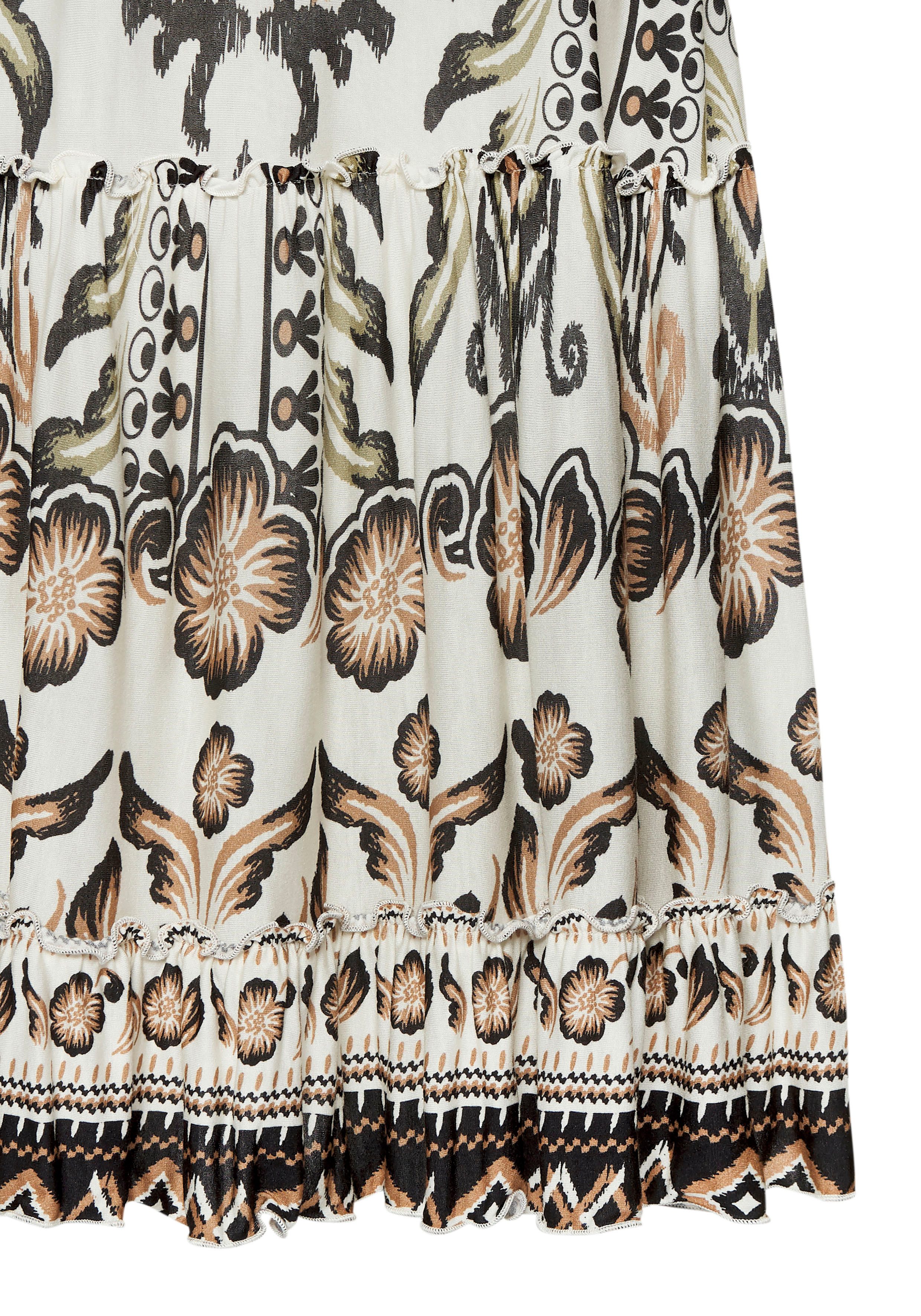 Buffalo Volantkleid mit Ethnoprint mit Volants, Druckkleid, Sommerkleid, verspieltes Jerseykleid – Bild 4 von 5