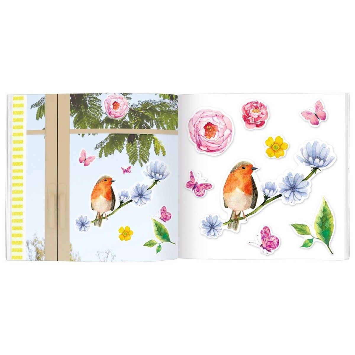 Moses. Verlag Fenstersticker Blatt & Blüte Fenstersticker-Buch Vogelglück – 80 bunte Sticker