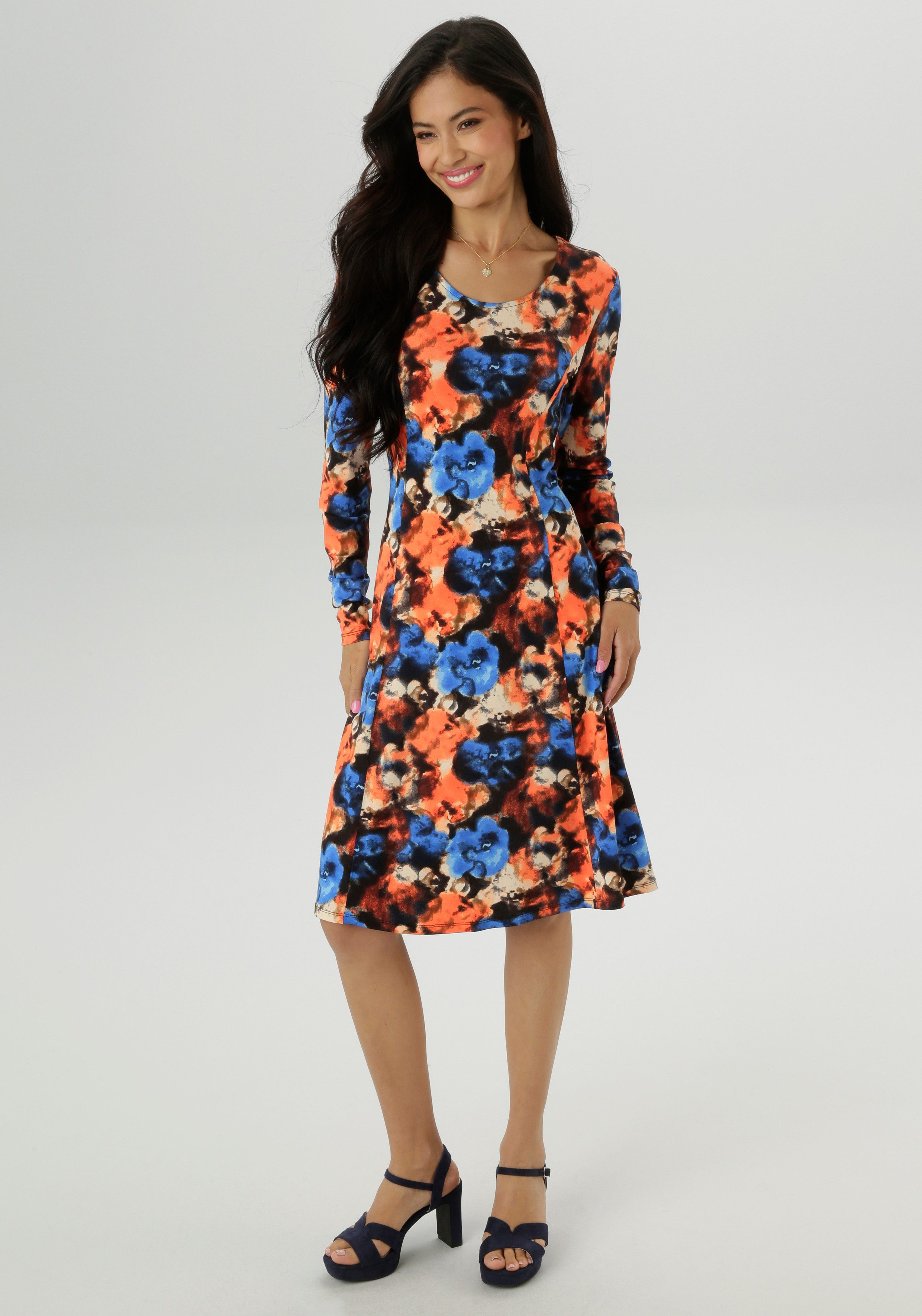 Aniston SELECTED Jerseykleid mit farbintensiven Batikdruck günstig online kaufen