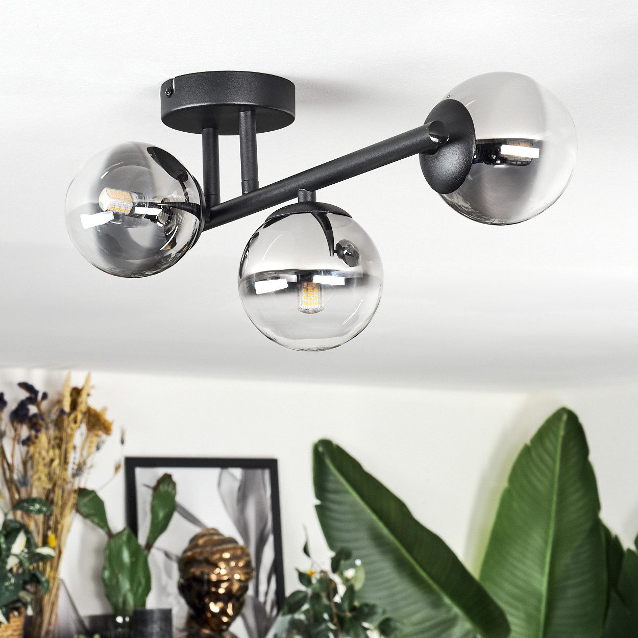 hofstein Deckenleuchte 3-flammige Deckenlampe aus Metall/Glas günstig online kaufen