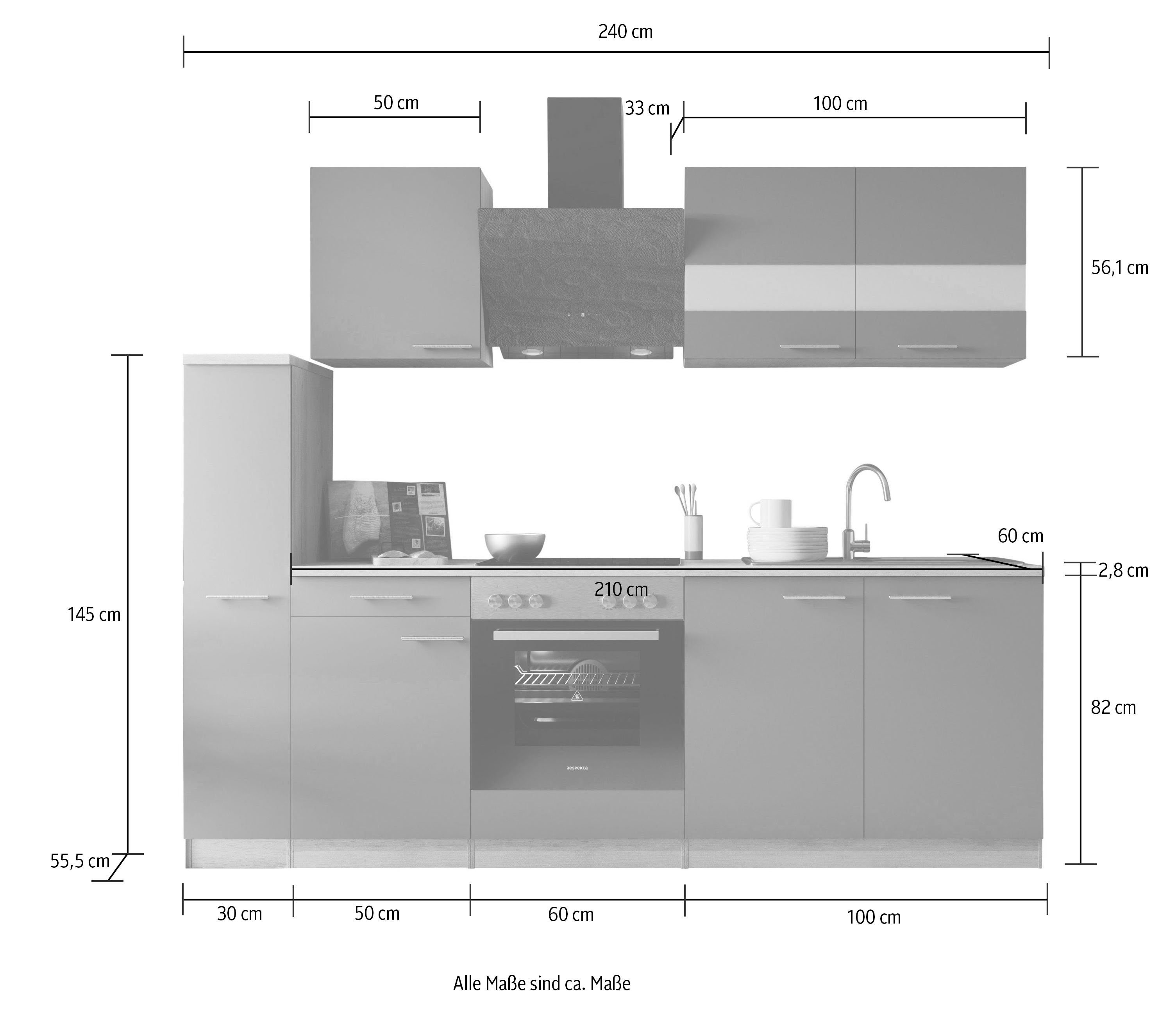 RESPEKTA Küche Merle, Breite 240 cm, mit Soft-Close, in exklusiver Konfiguration für OTTO