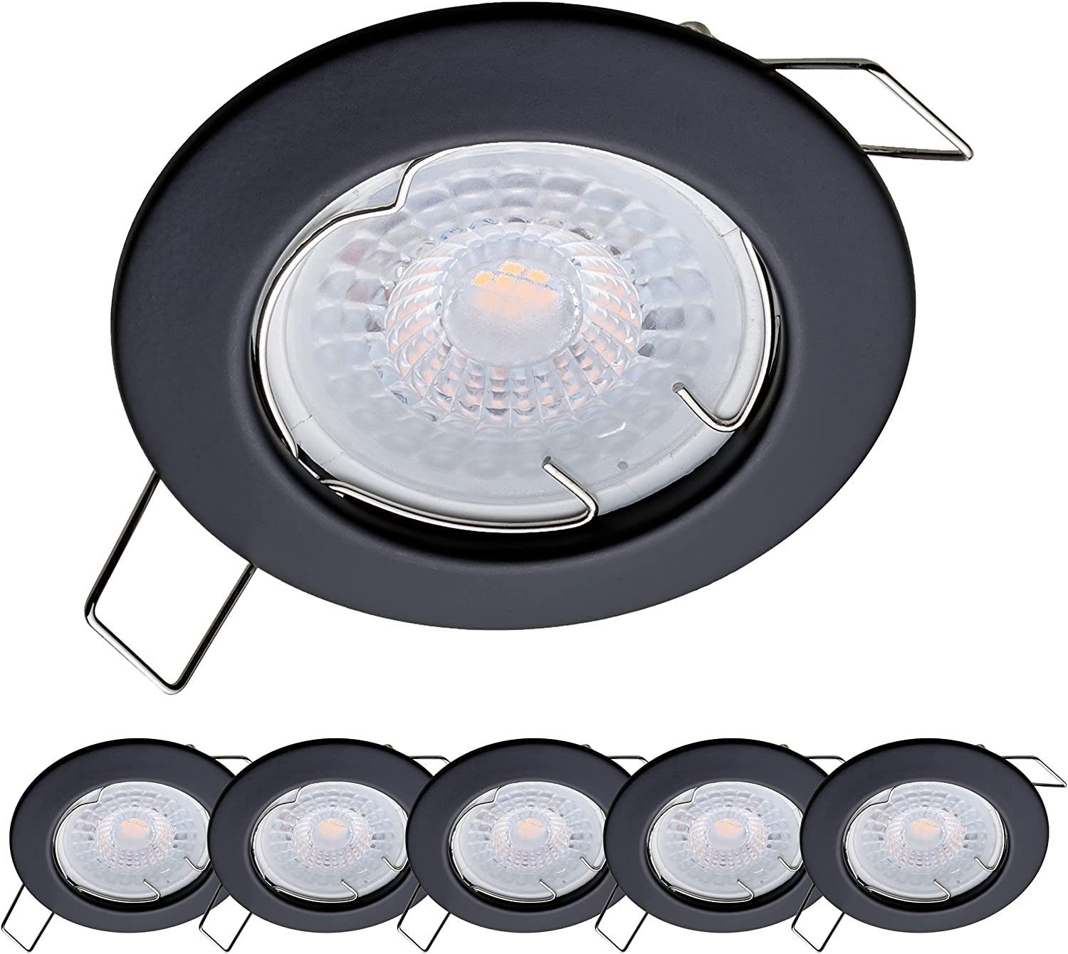 neutralweiß, wechselbar, inkl. Module LED 4,8W Set 6er Leuchtmittel Set Oktaplex lighting LED Lumen, 4000 Deckenspot 6er Kelvin 380 LED 230V flach, flach schwarz sehr Einbaustrahler