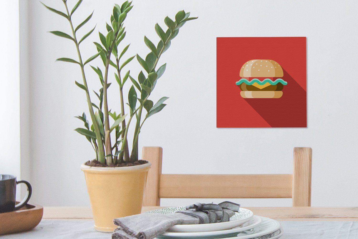 einem für vor (1 Hintergrund, Wohnzimmer roten St), Piktogramm OneMillionCanvasses® Leinwandbild Hamburgers Leinwand Schlafzimmer eines Bilder