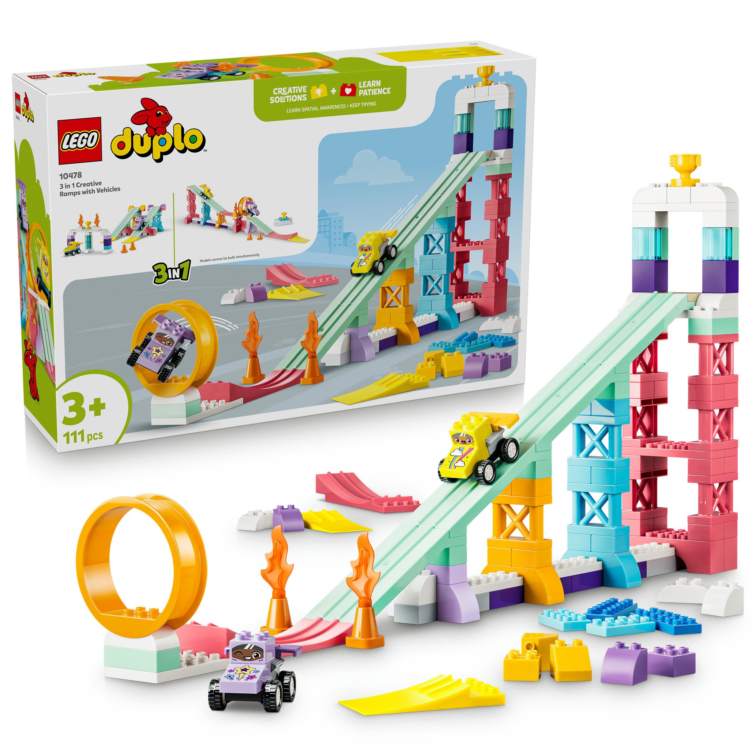 LEGO® Kreative Sprungschanzen mit kleinen Flitzern 3-in-1-Set (10478) Konstruktionsspielsteine, (111 St), LEGO DUPLO Town; Made in Europe