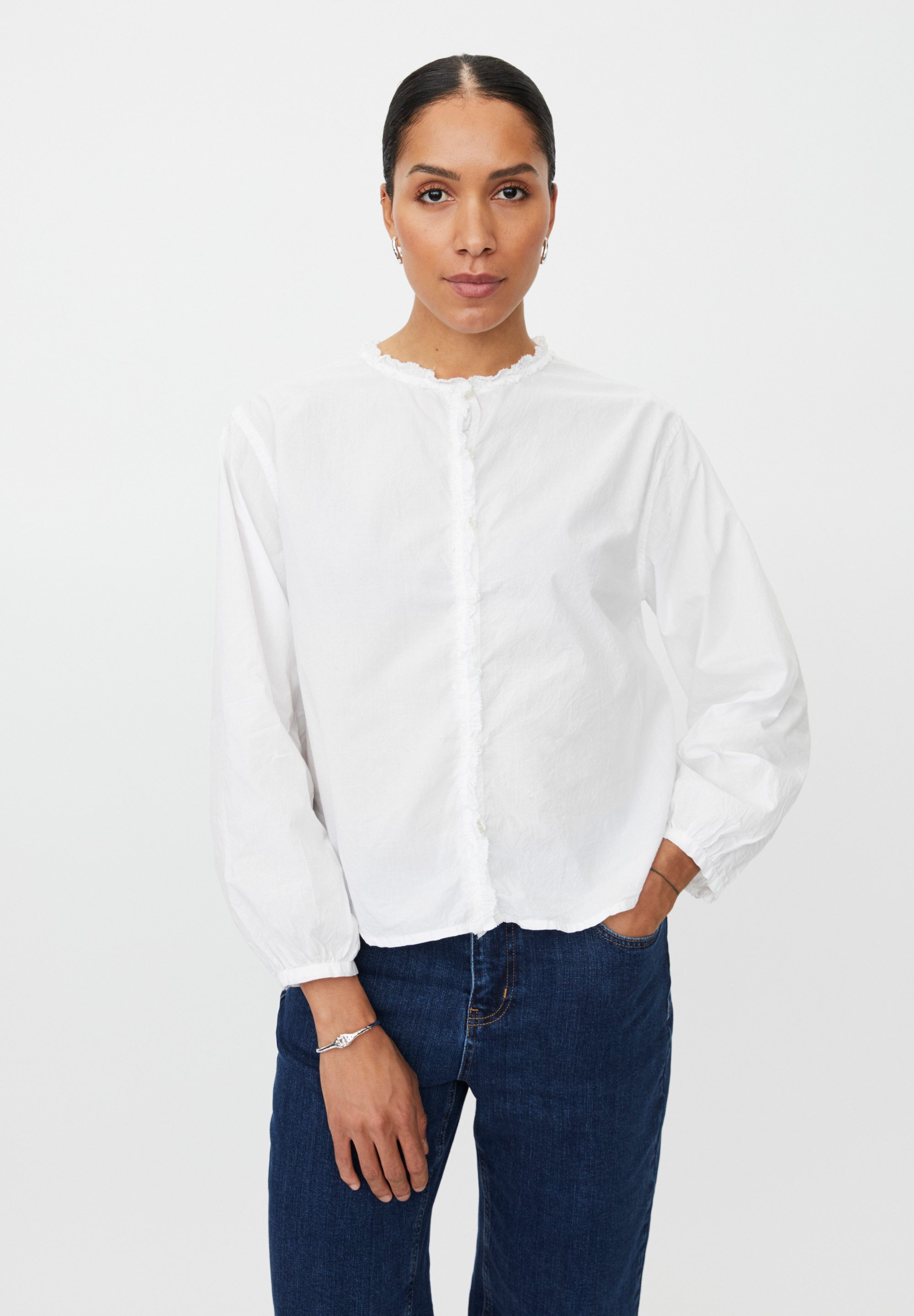 Masai Businessshirt MaIsendre weiche Baumwollpopeline, feminine Rüschen