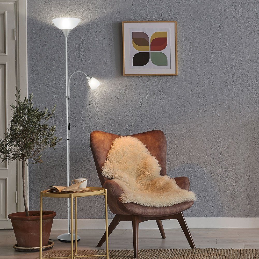 Reality Leuchten LED Stehlampe, Leuchtmittel inklusive, Warmweiß, 10 Watt LED Decken Fluter Flexo Lese Leuchte Wohn Schlaf Zimmer Stand