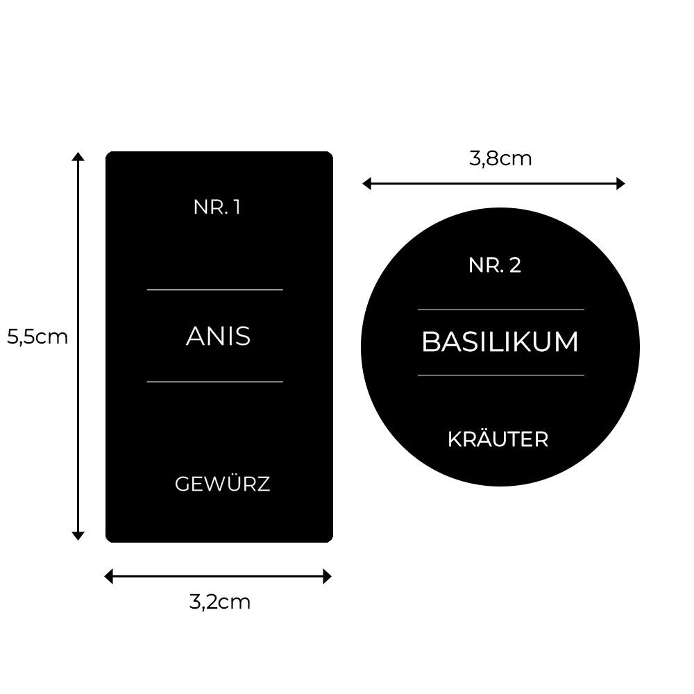 mixed24 Gewürzstreuer 24x Gewürzgläser Schwarze Deckel 120ml, (inkl. 240 Etiketten, 30x Streueinsätze, 24-tlg), 1x Edelstahl Trichter, 1x Reinigungsbürstchen