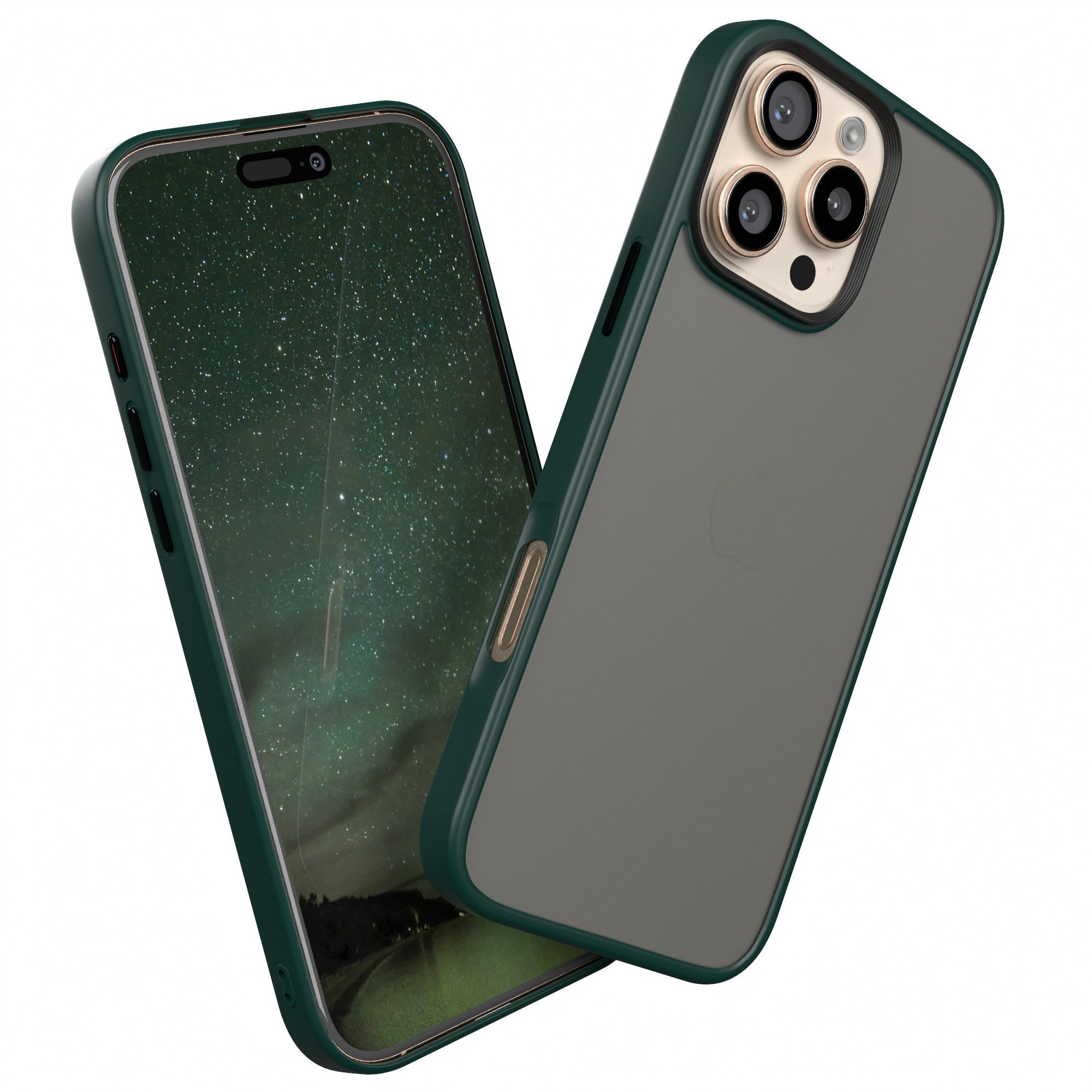 EAZY CASE Handyhülle Outdoor Case für Apple iPhone 16 Pro Max 6,9 Zoll, Slim Cover Durchsichtig Robust Back Cover stoßfest Grün / Nachtgrün