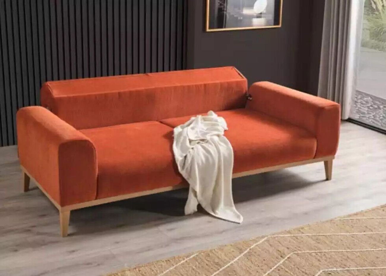 JVmoebel 3-Sitzer Dreisitzer Sofa 3 Klassisches Sitzer Stoff 1 Teile, Italy Neu, Couch in Stoffsofa Made Orange