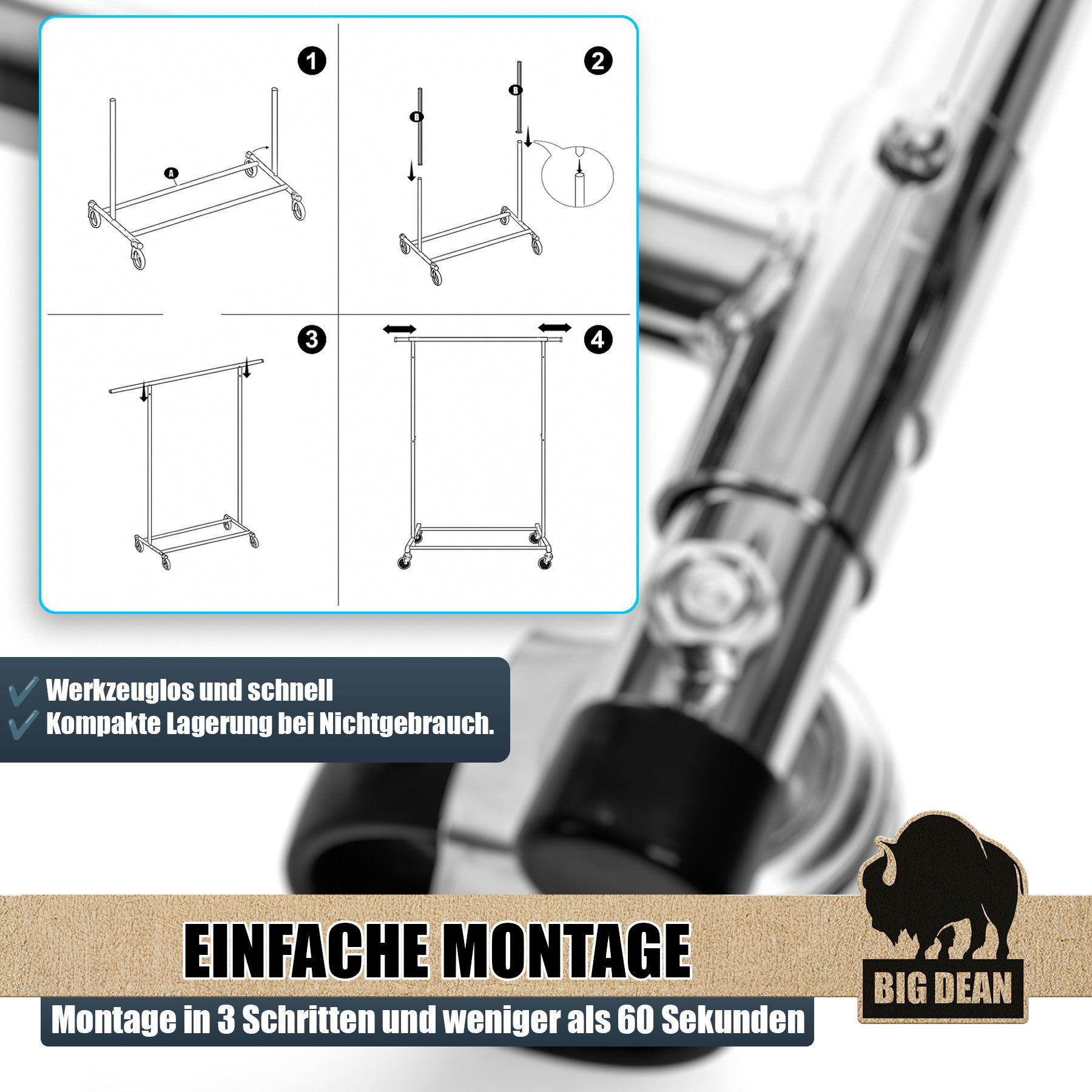 BigDean Kleiderständer Kleiderständer auf Rollen 90kg günstig online kaufen