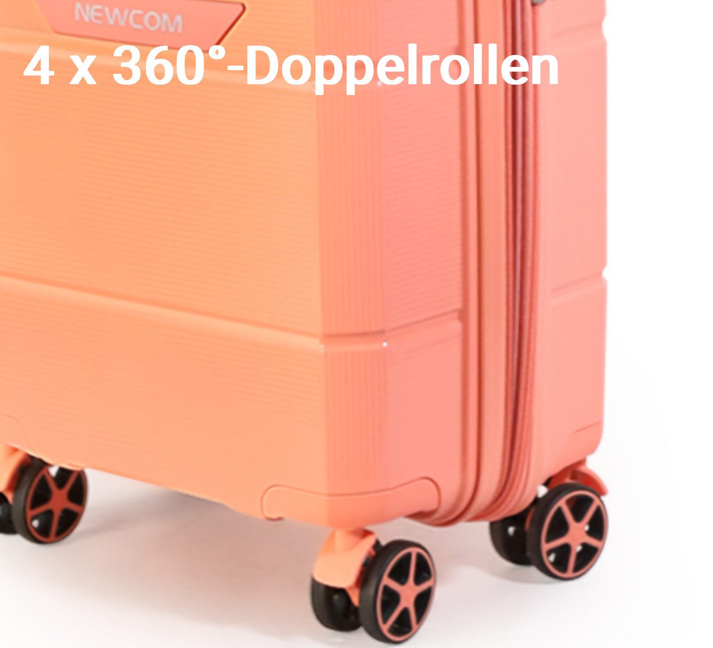 NEWCOM Hartschalen-Trolley Reisekoffer Erweiterbar, Hartschale Koffer mit TSA-Schloss, PP, 4 Rollen, 24 Zoll/L, Orange, ultraleichter & robuster Check-in Koffer – Bild 4 von 5