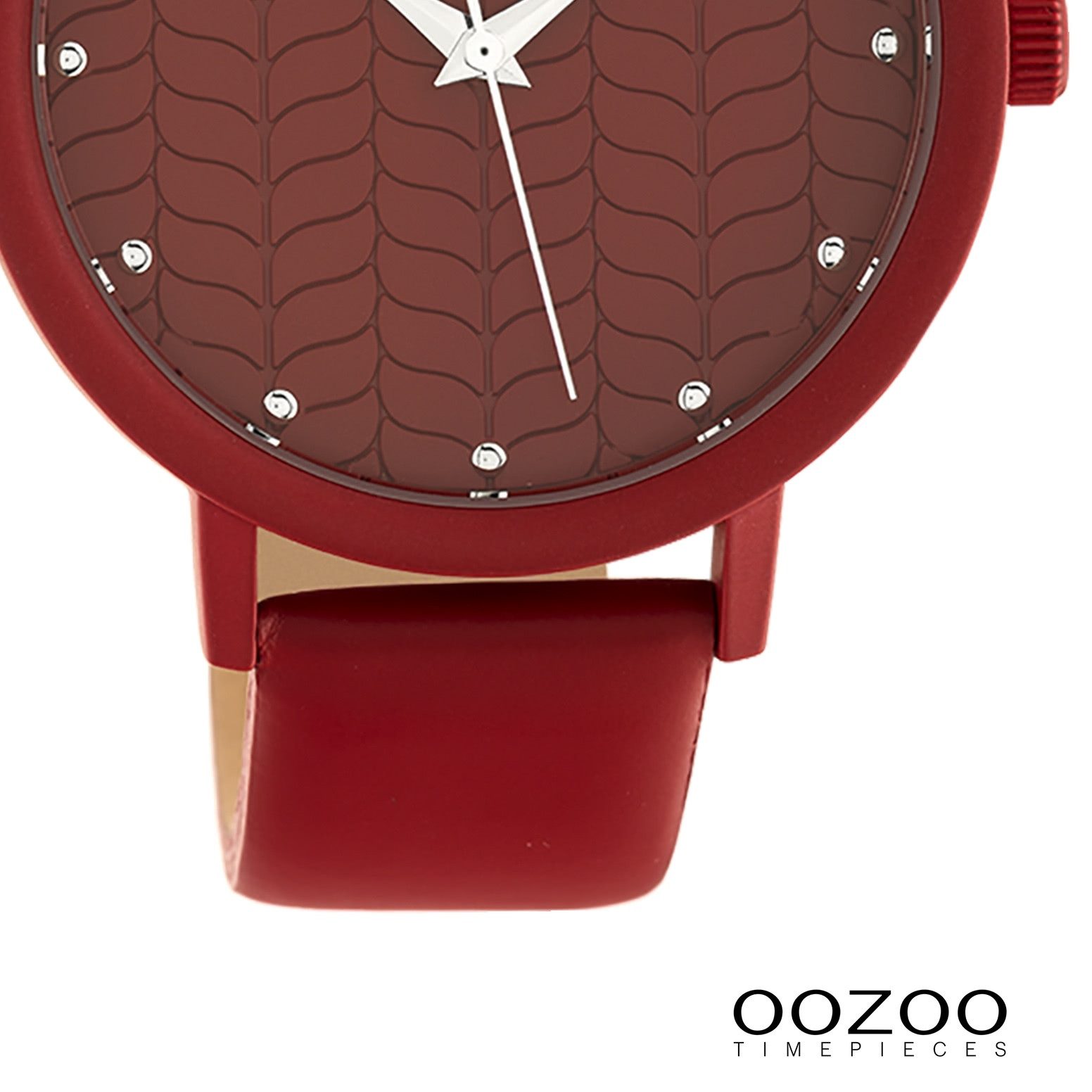 OOZOO Quarzuhr Oozoo Damen Armbanduhr Timepieces Analog, (Analoguhr), Damenuhr rund, groß (ca. 45mm) Lederarmband rot