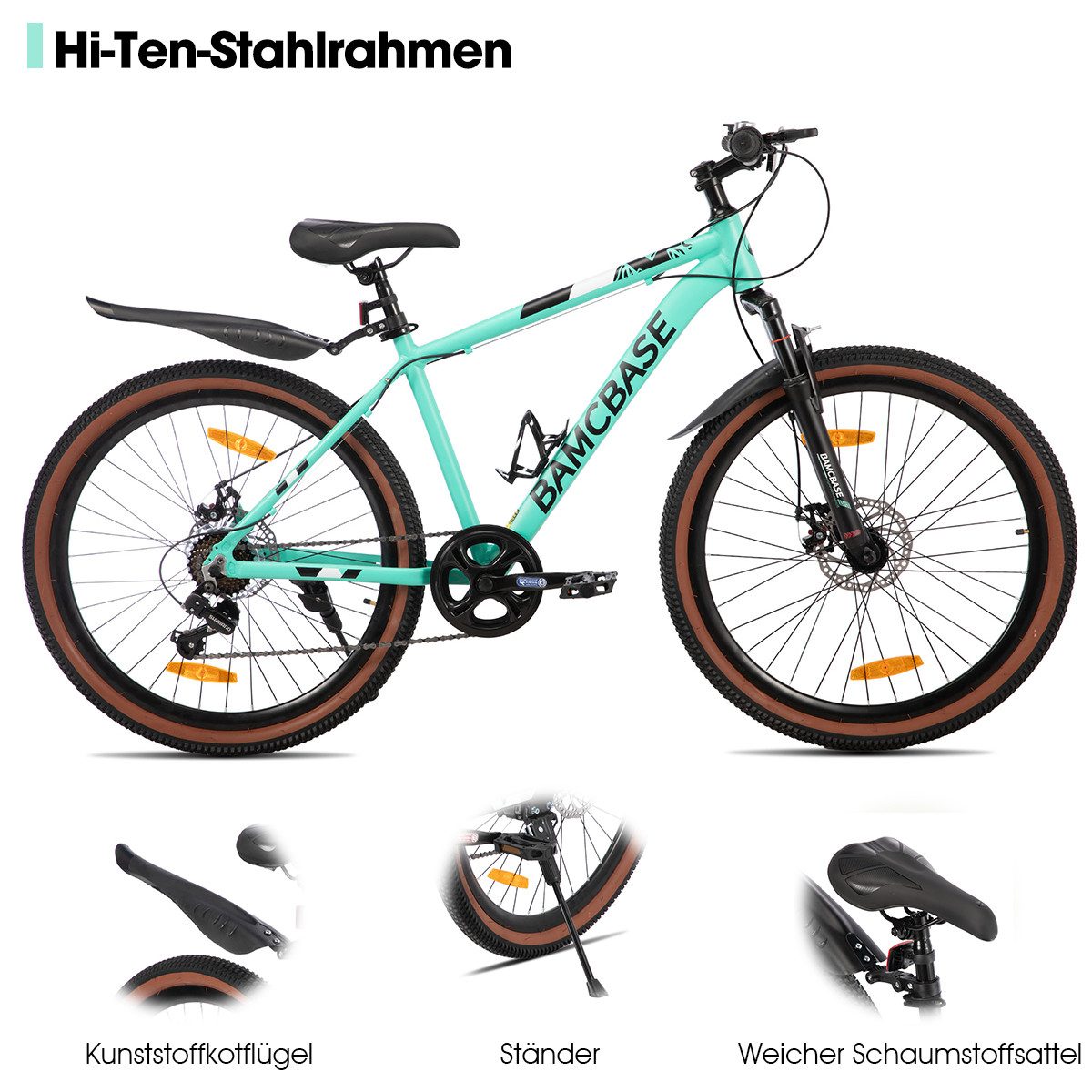 HILAND Mountainbike 26" Aluminium-Mountainbike Bloomer mit Shimano 7-Gang-Schaltung
