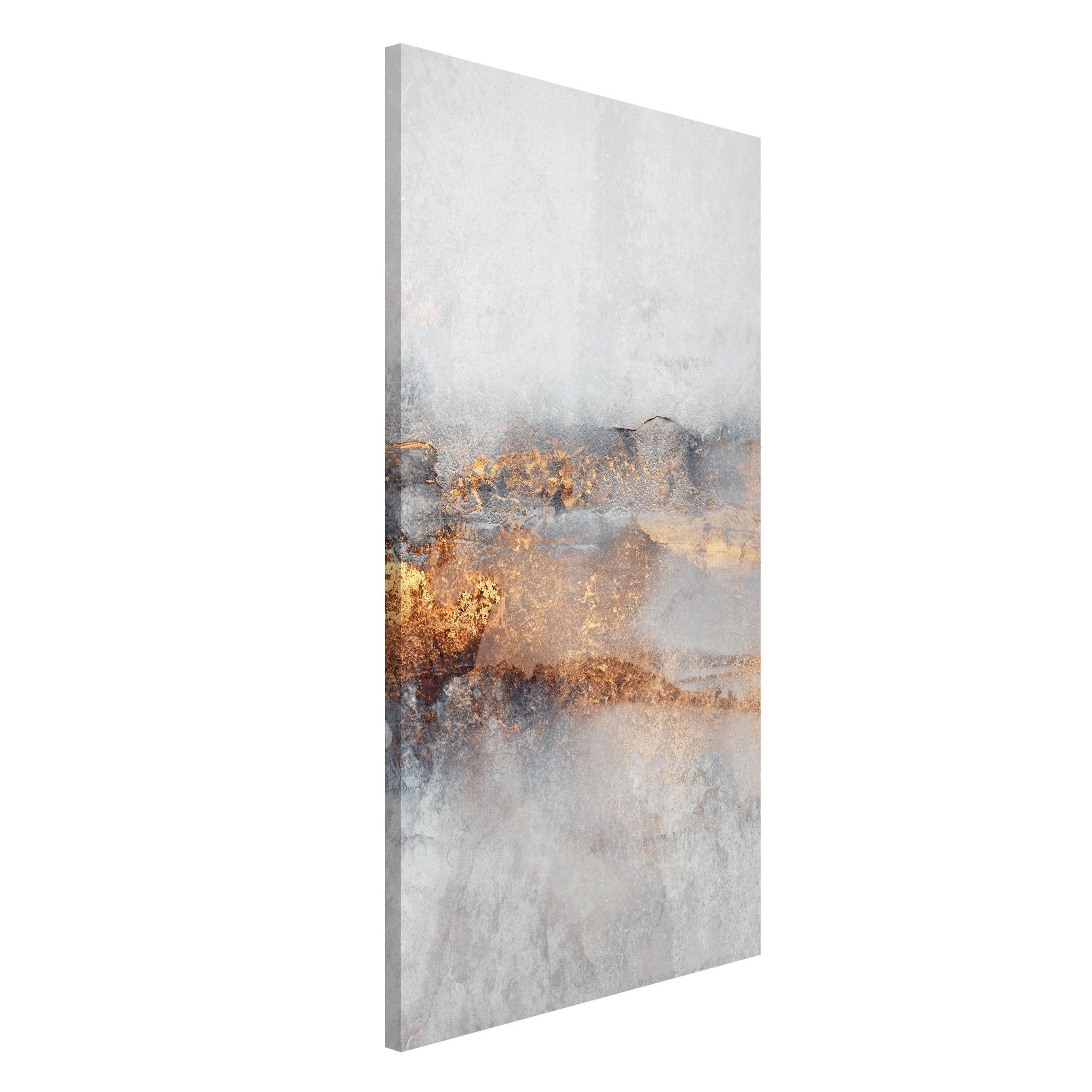 Bilderdepot24 Magnettafel Küche grau Gold-Grauer Nebel, (1-tlg., Magnetboard Pinnwand für die Wand - metallische Tafel für Magnete), Magnetwand groß mit Motiv Büro Memoboard magnetisch Hochformat