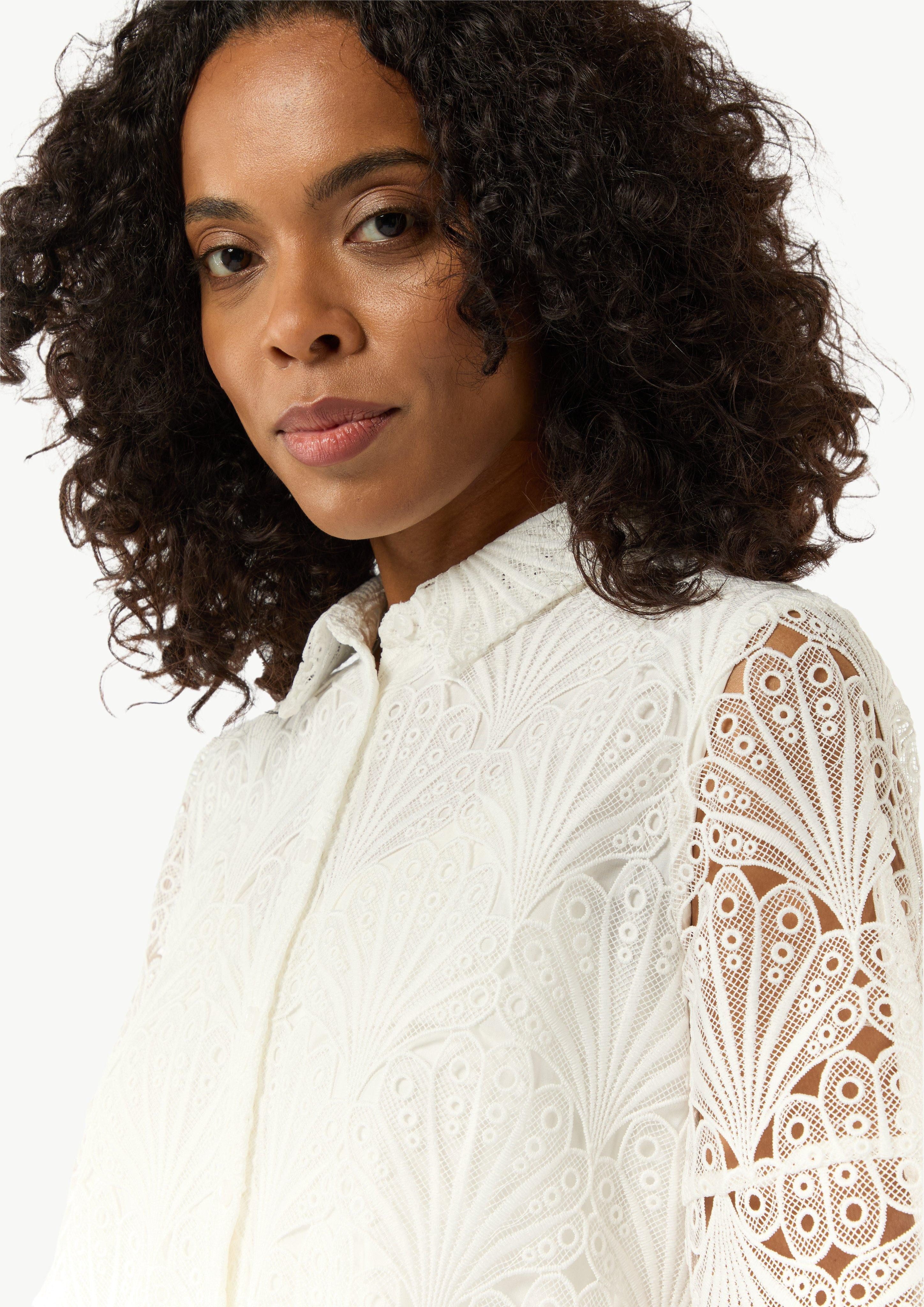 Comma Kurzarmbluse Boxy-Bluse aus Spitze mit günstig online kaufen