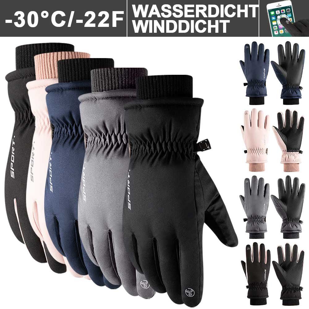 Skihandschuhe,Handschuhe Wasserdichte,Touchscreen,Winddicht,Warme BTTO Damen Handschuhe Winter,Fleecehandschuhe Schwarz&Pink Herren Fleecehandschuhe