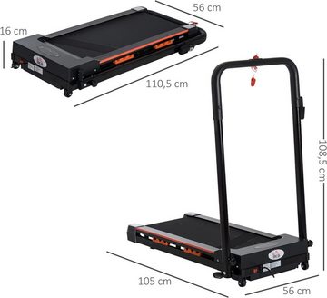 HOMCOM Laufband (1-6 Km/h, Stahl, Schwarz, 105 x 56 x 108,5 cm), Elektrisches Laufband mit LCD Display, Faltbares Fitnessgerät