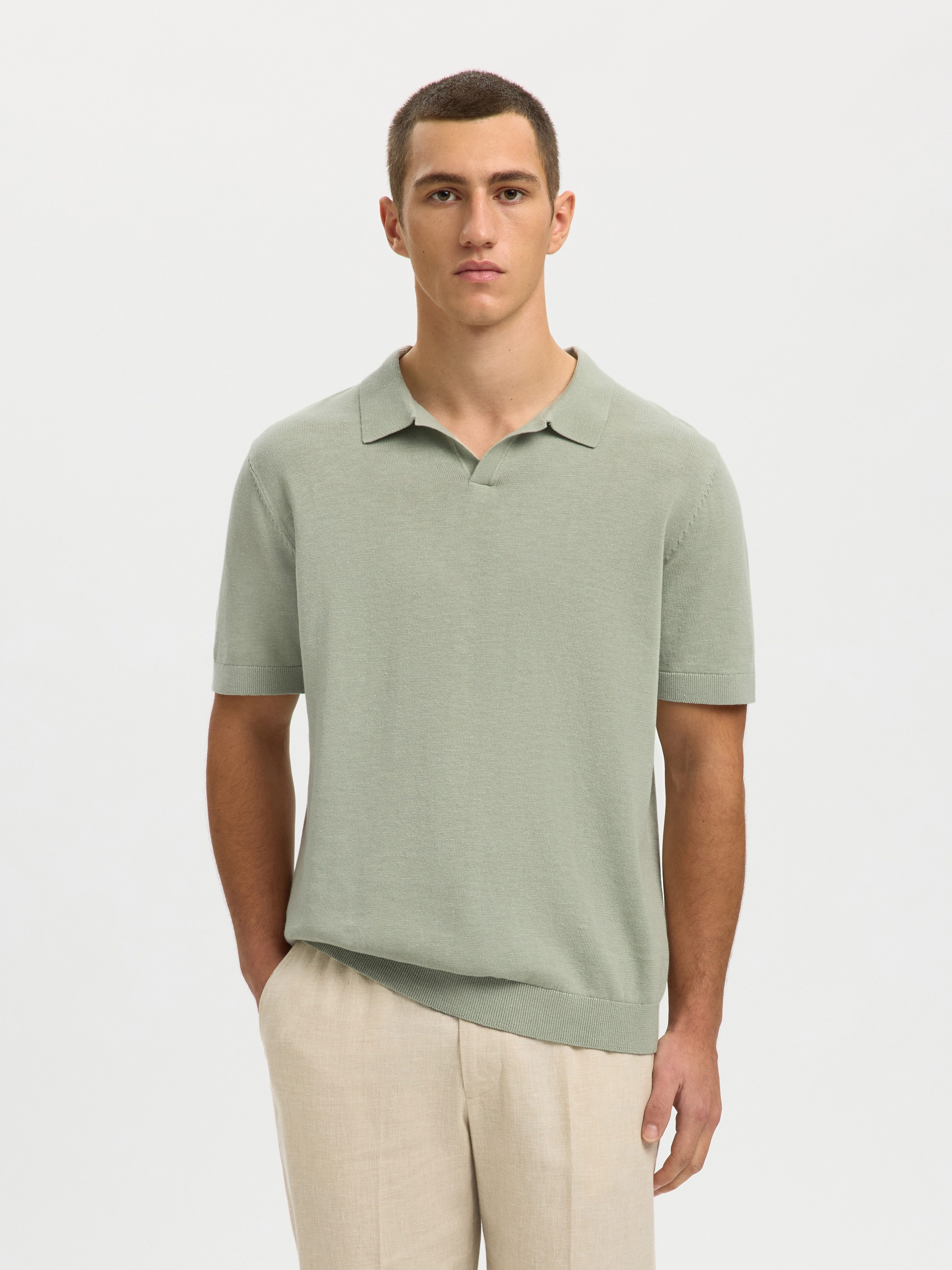 Selected Poloshirt SLHMATTIS SS KNIT SUN OPEN POLO NOOS