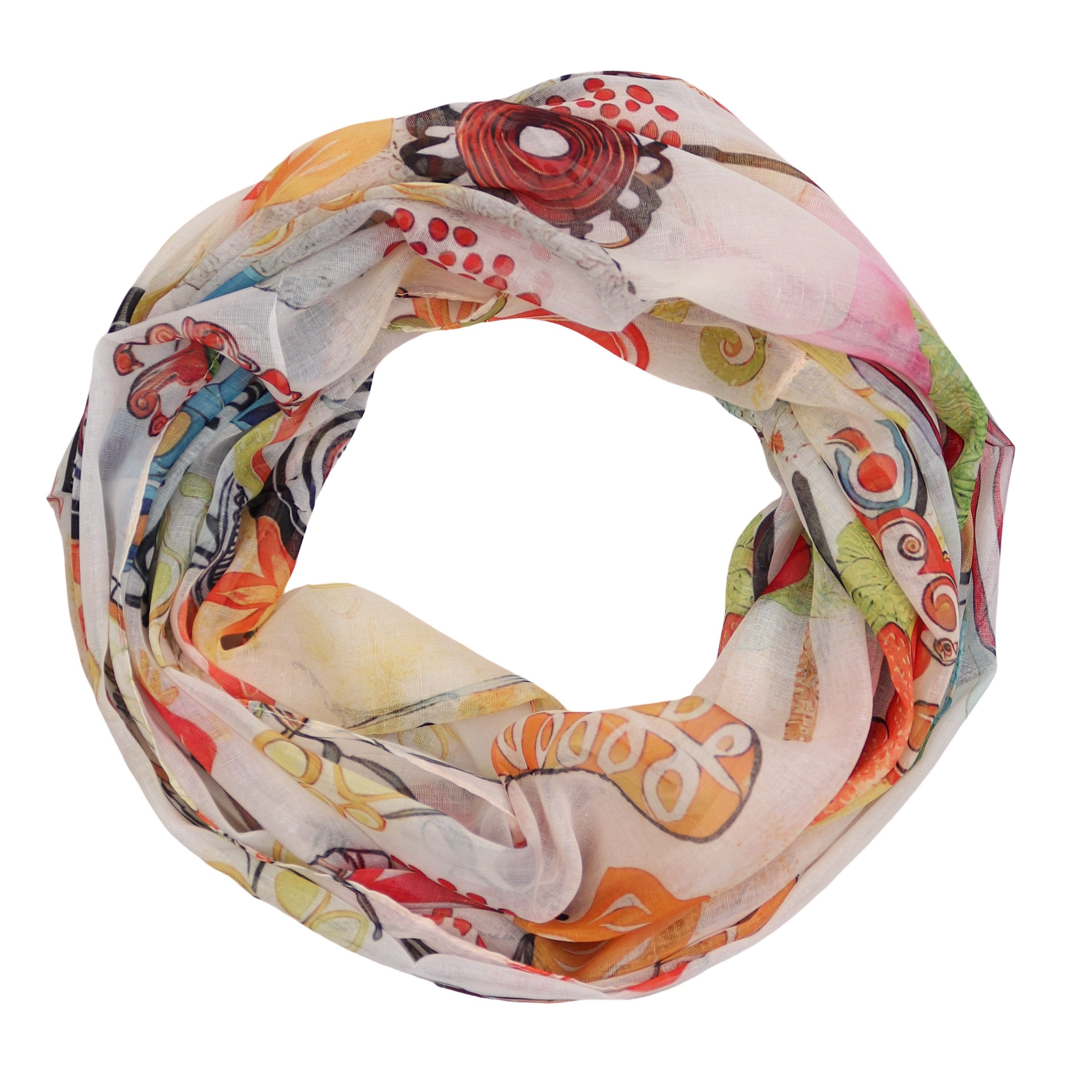 MIRROSI Loop Damen Schal mit Tollem Muster Weich aus 100% Viskose, Schlauchschal, (ca.160x48cm, zweimal um den Hals wickelbar), Damen Halstuch Stola ideal für Frühling,Sommer, Herbst