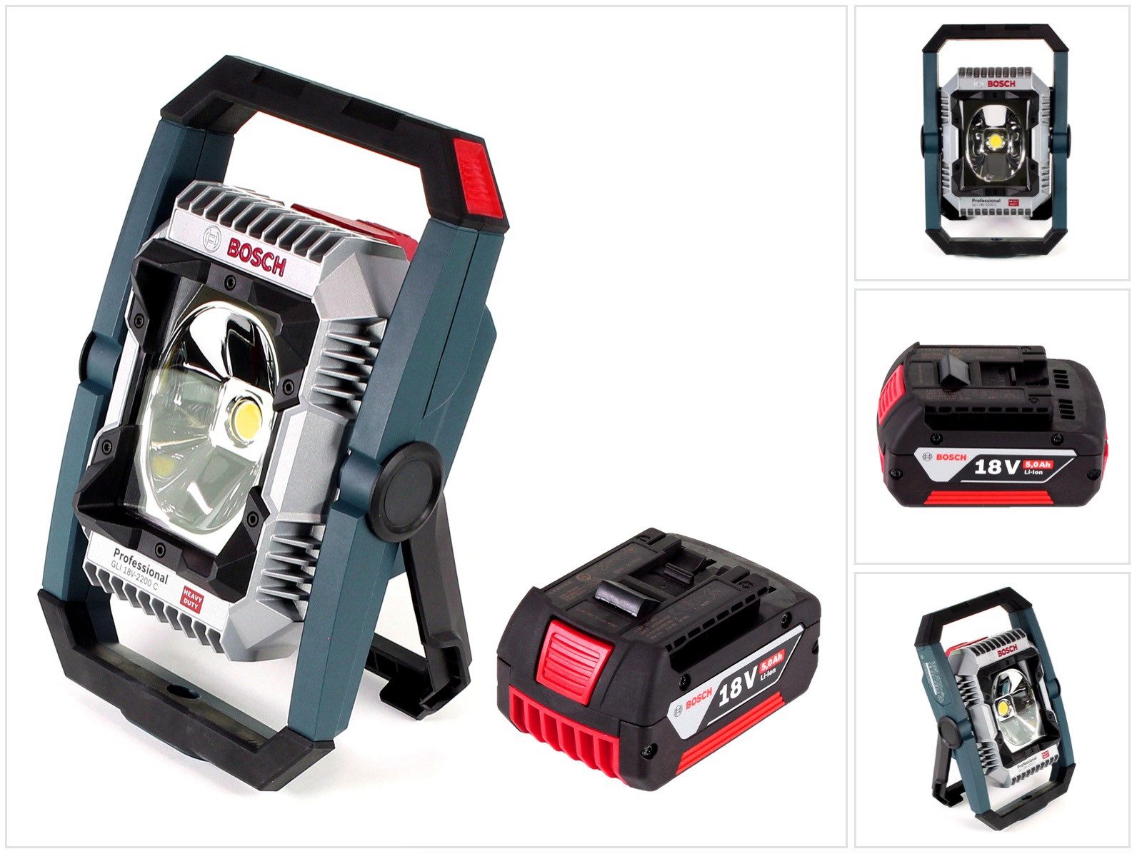 Bosch Professional Baustrahler GLI 18V-2200 C Akku Lampe 18V 2200lm Bluetooth (0601446501) + 1x 5