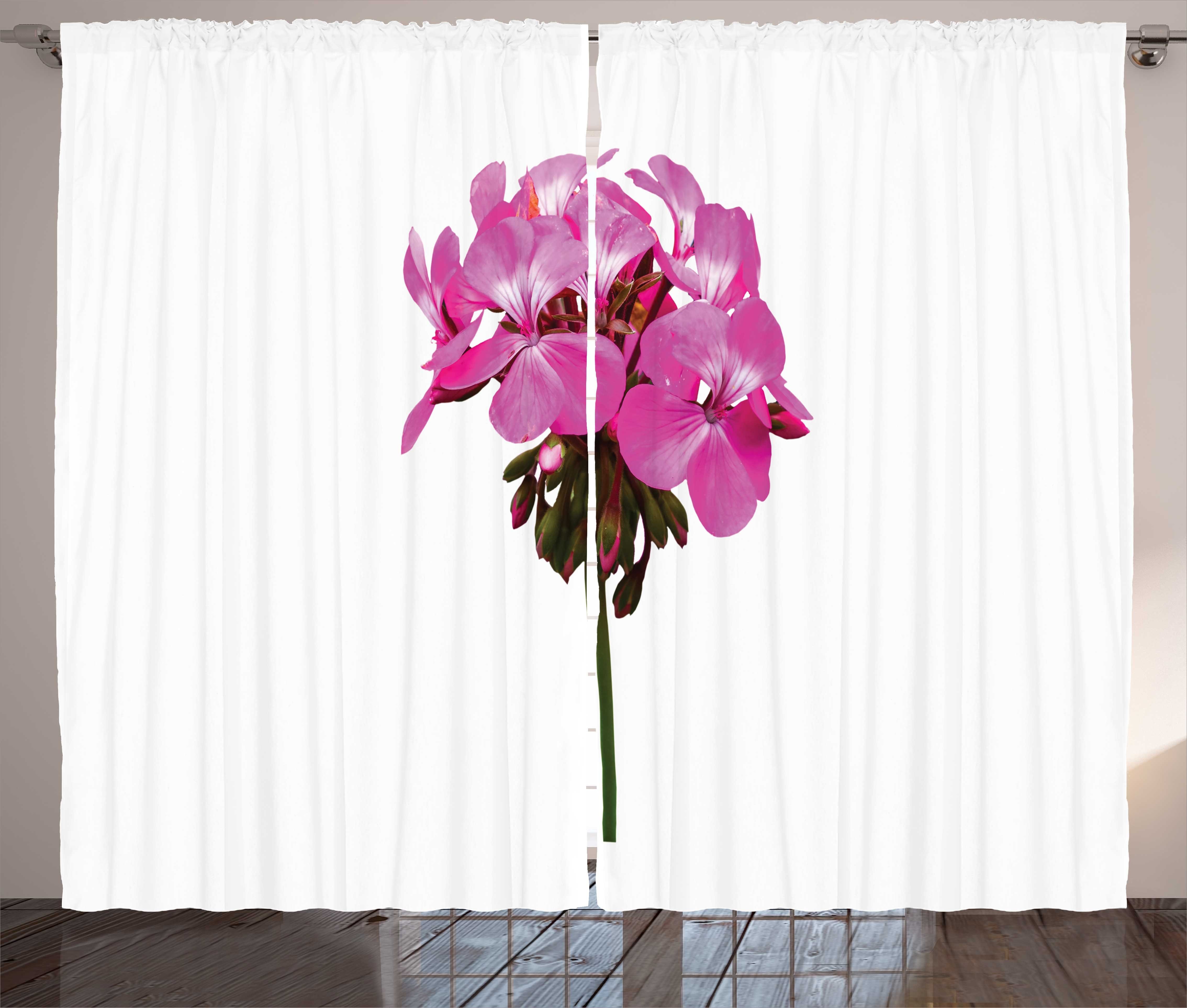 Gardine Schlafzimmer Kräuselband Vorhang mit Schlaufen und Haken, Abakuhaus, Pelargonien Close up Foto von Blumen