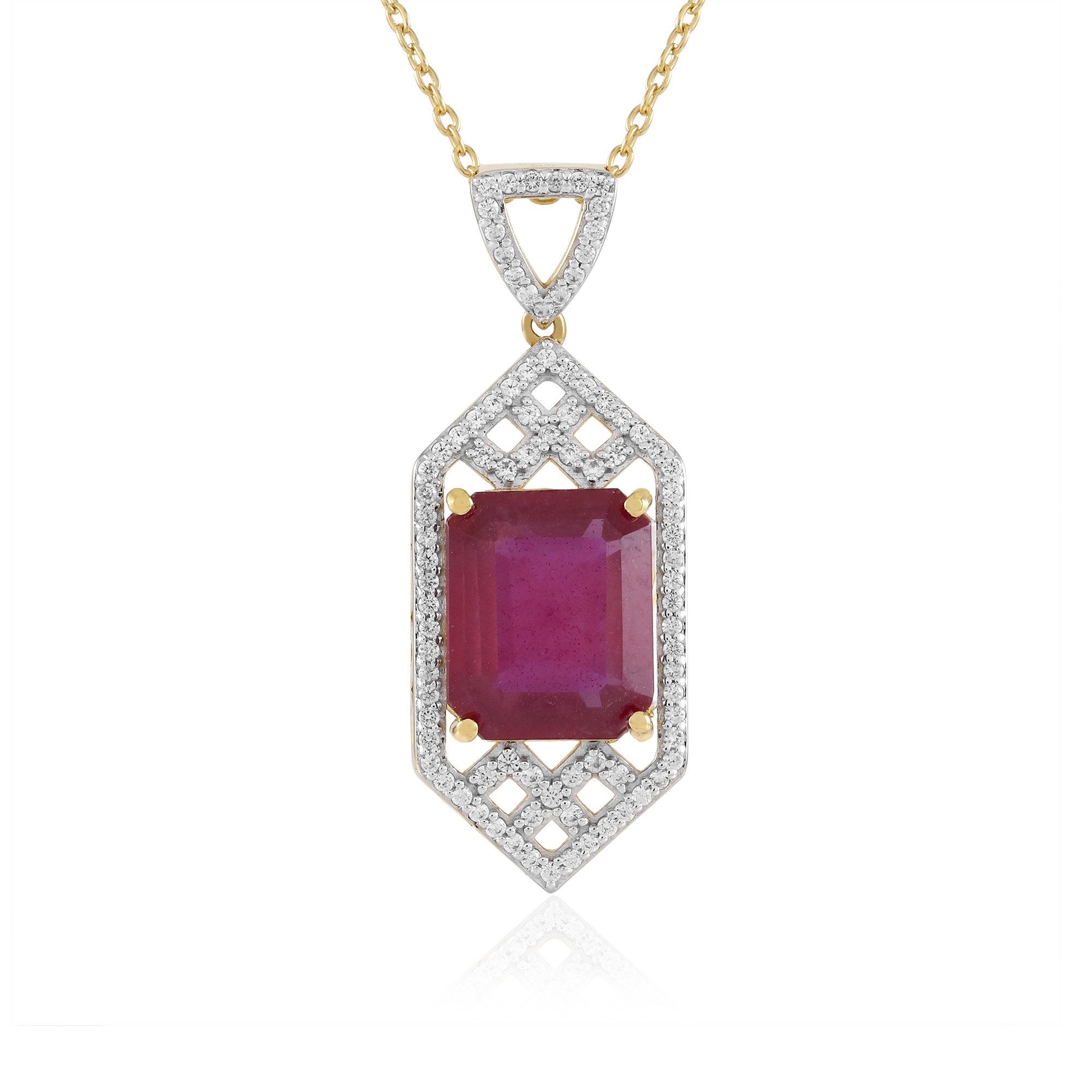 Silberkette Cavill Madagaskar-Saphir 5,85 ct, vergoldet Silberkette mit Zirkon