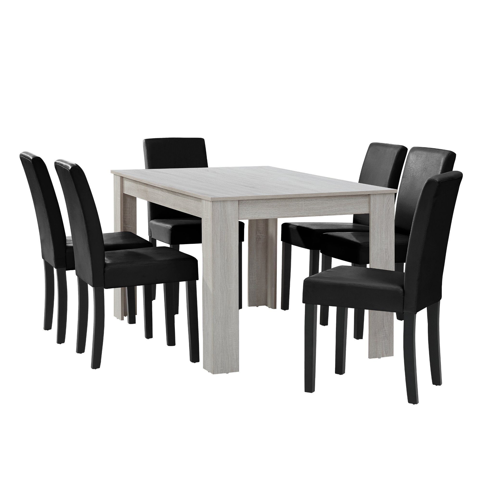 en.casa Essgruppe, (7-tlg., Esstisch mit 6 günstig online kaufen