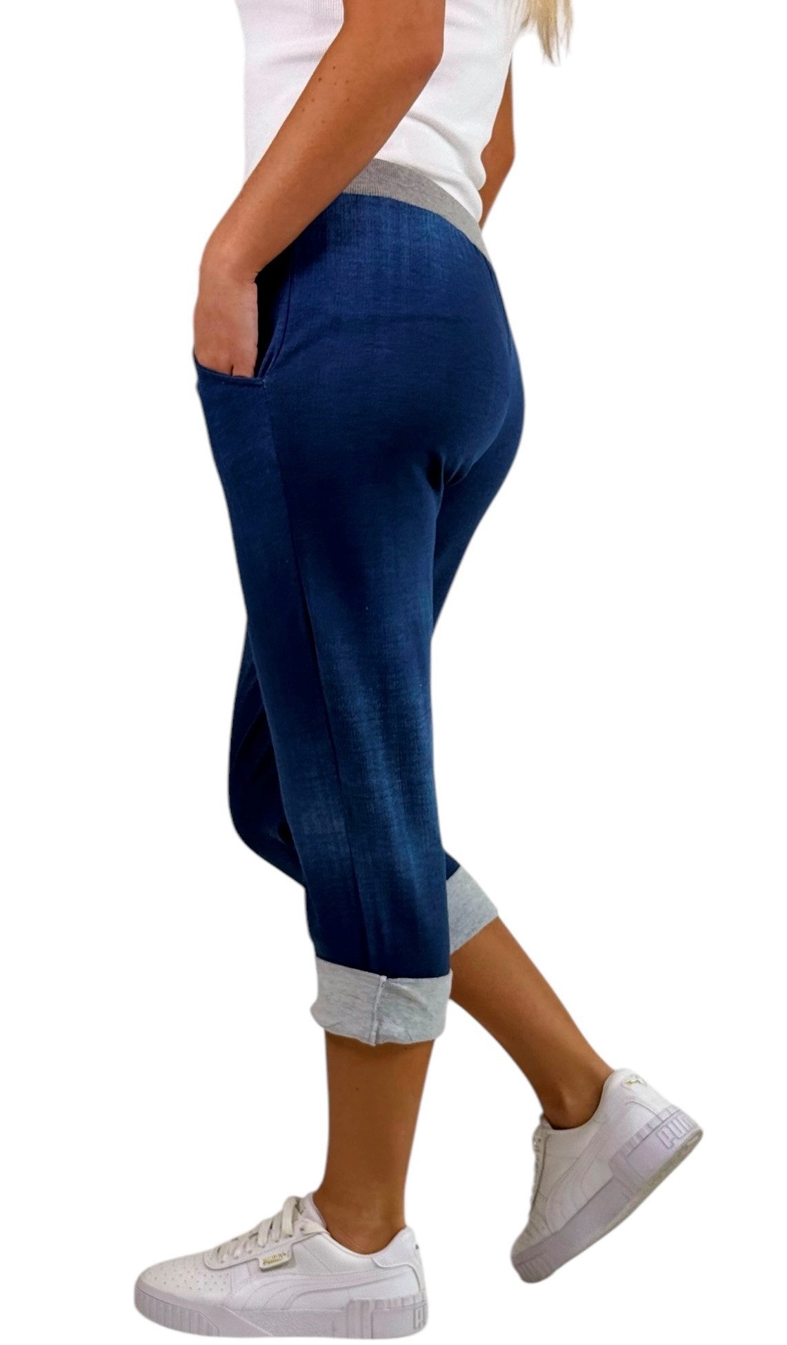 Mississhop Caprihose Damen Hose Blumen Jogginghose Capri