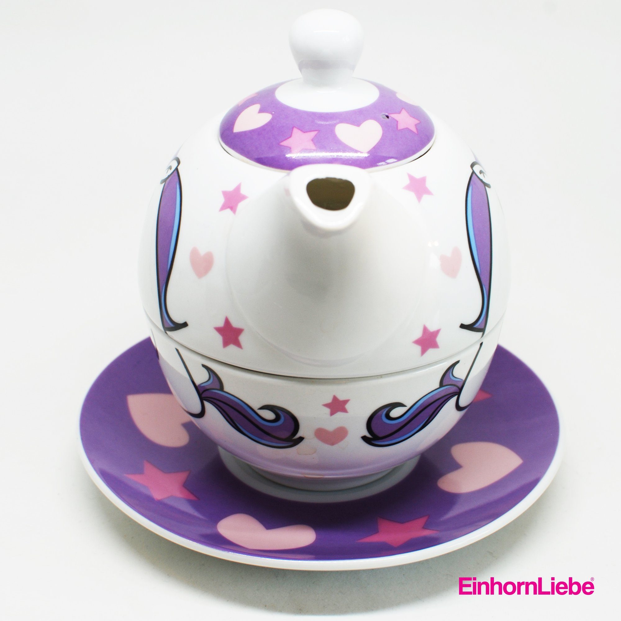 mit Tea for one Tasse EinhornLiebe (4-teilig) Teekanne -