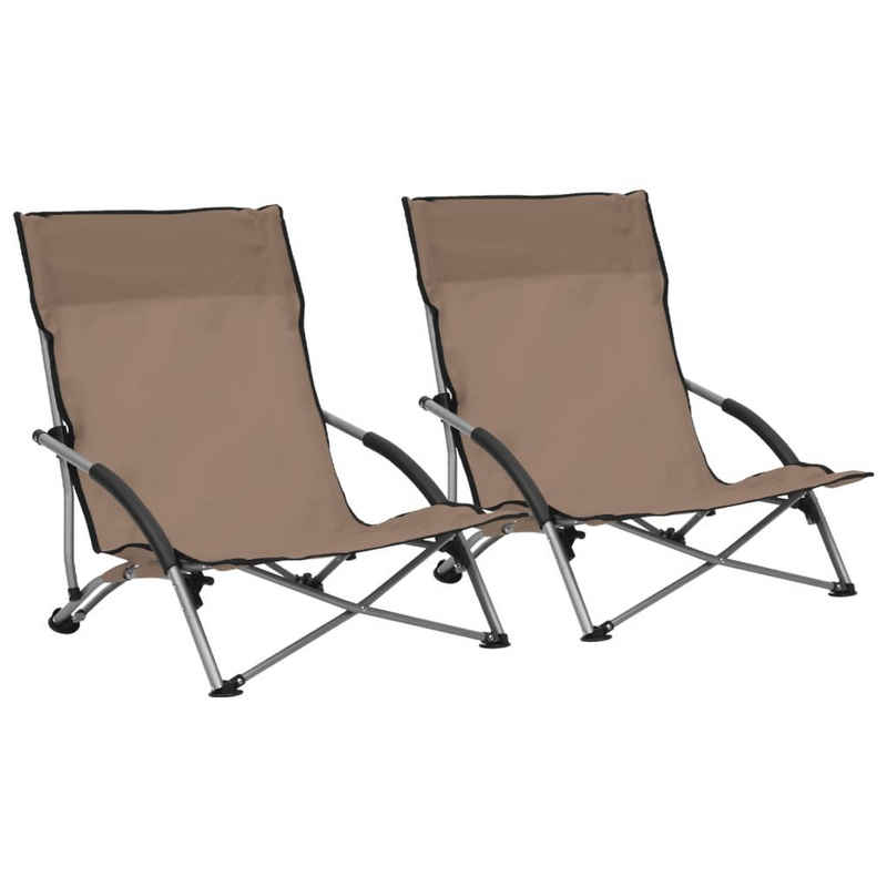 vidaXL Gartenstuhl Klappbare Strandstühle 2 Stk. Taupe Stoff (2 St)