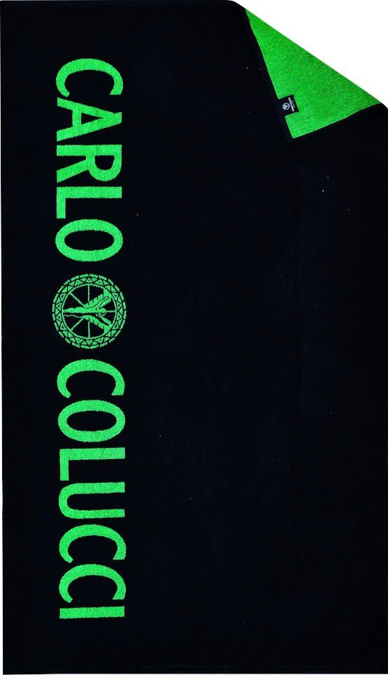Tomaso, COLUCCI Strandtuch auffälligem und neongrün Colucci Logo (1-St), CARLO mit Carlo Schriftzug Frottier in