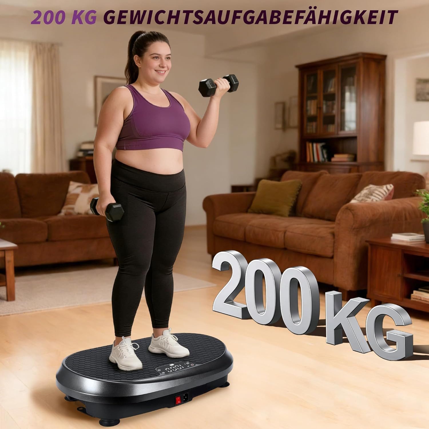 Nettlife Vibrationsplatte 9 Trainingsprogramme 199 Intensitätsstufen, 200 W, Vibration Plate Bluetooth Fitnessgeräte Zuhause Max. Belastung 200 KG