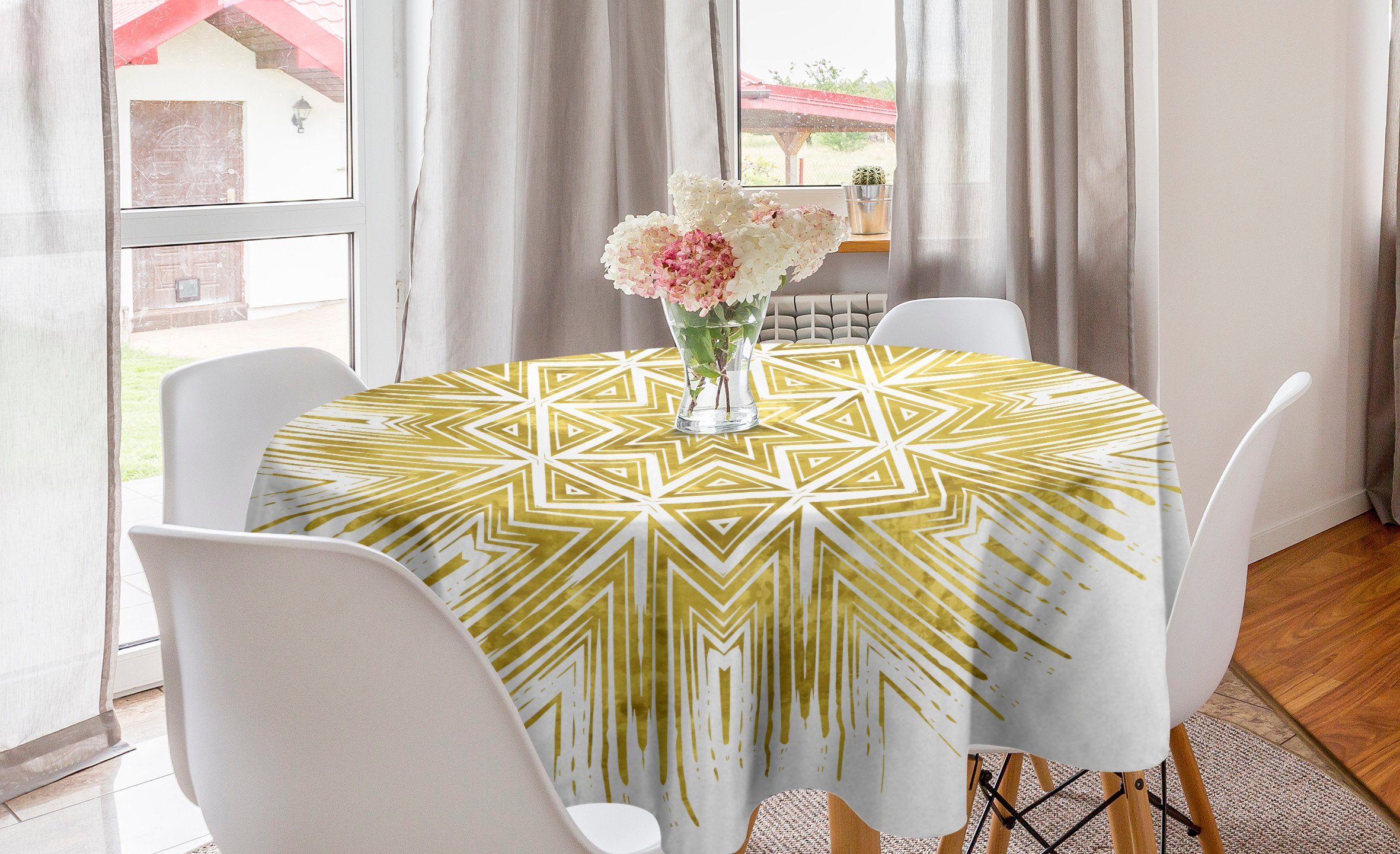 Abakuhaus Tischdecke Kreis Tischdecke Abdeckung für Esszimmer Küche Dekoration, Mandala geometrische Vivid