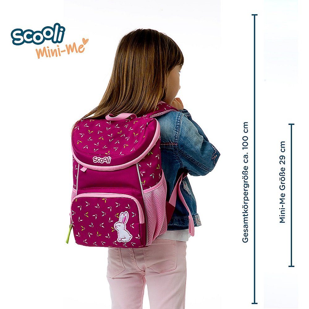 Set Rucksack Mädchen Lila Trinkflasche), niedlichem Violett Kinderrucksack Hase / Scooli inkl. Brotdose Rabbit mit Mini-Me Turnbeutel, (Set, Rosie in und