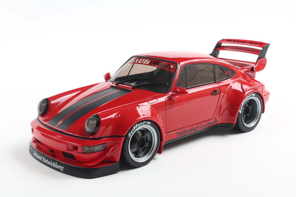 Solido Modellauto Porsche 964 RWB RAUH-Welt Taikano Kaishin Body Kit 2024 rot, Maßstab 1:18